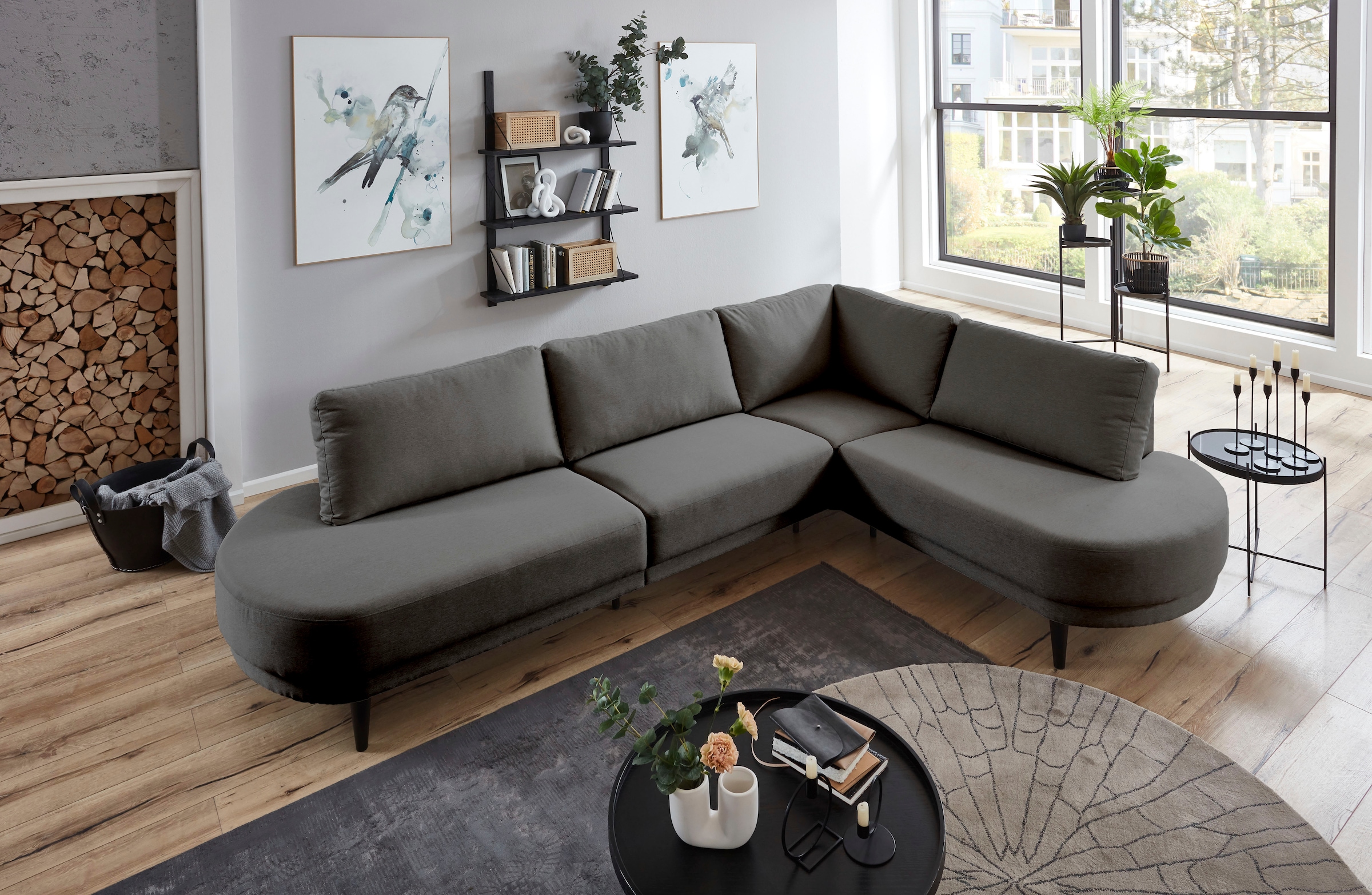 ATLANTIC home collection Ecksofa "Ronny L-Form", mit Wellenunterfederung, o günstig online kaufen
