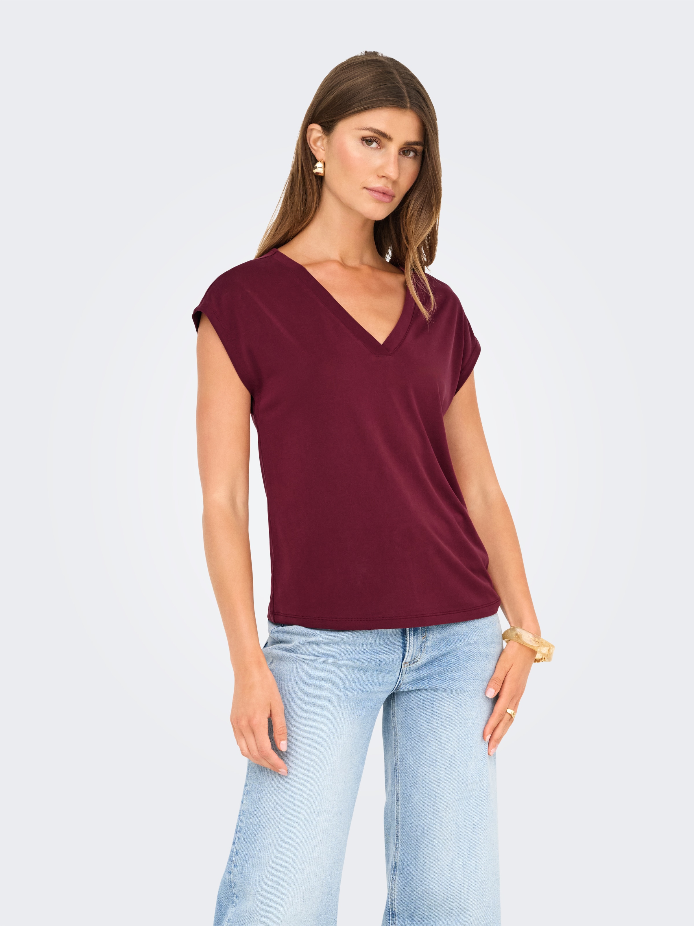 ONLY V-Shirt »ONLFREE S/S MODAL V-NEC TOP BOX JRS NOOS«