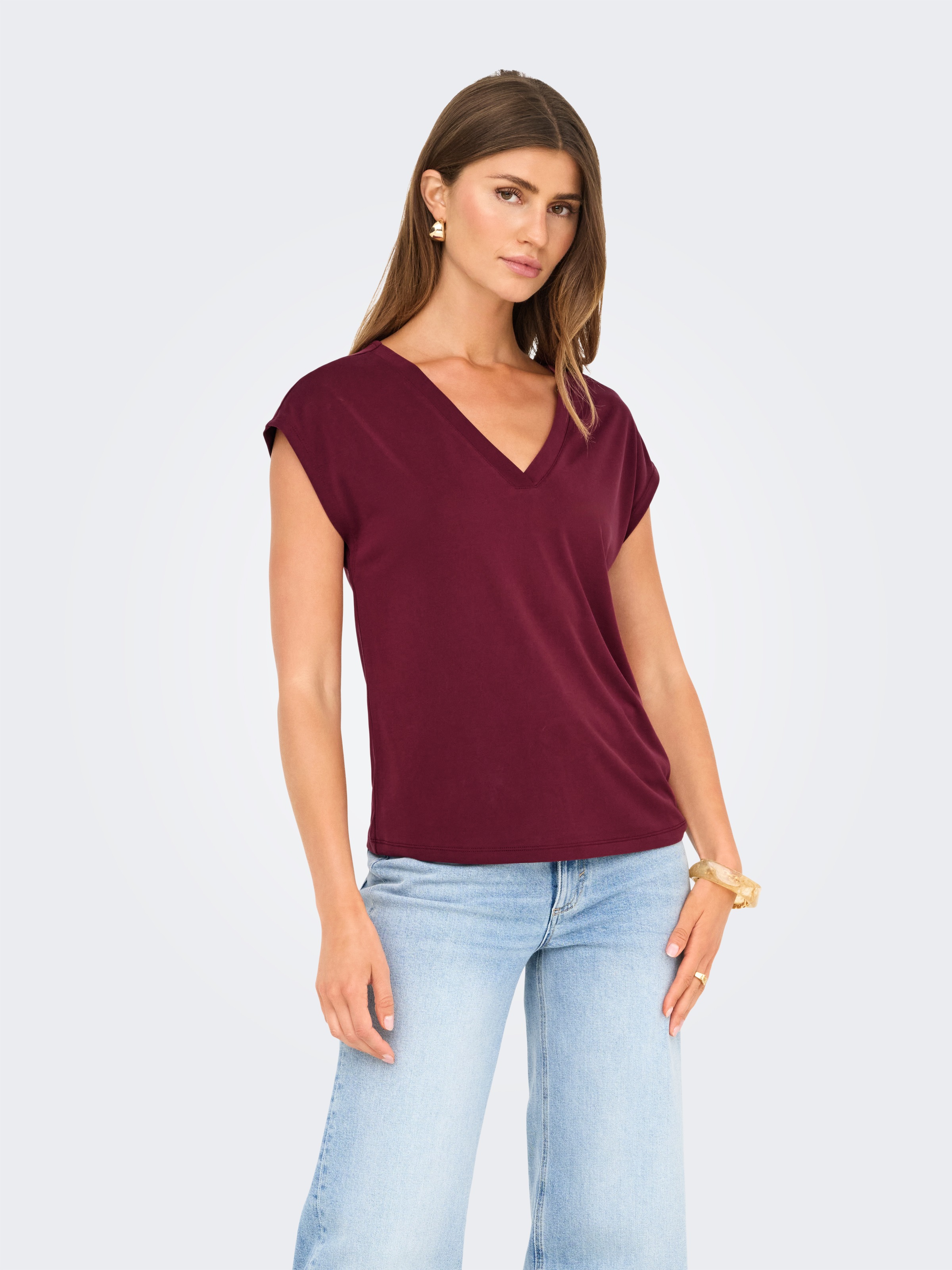 ONLY V-Shirt "ONLFREE S/S MODAL V-NEC TOP BOX JRS NOOS" günstig online kaufen