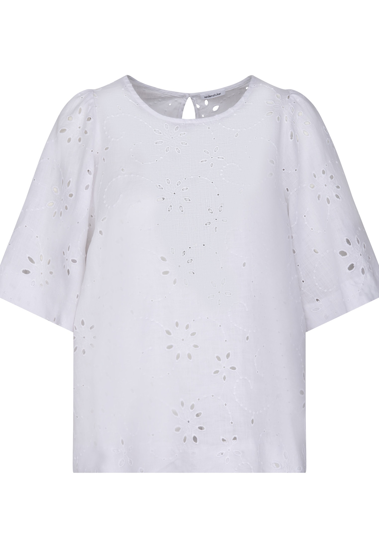 seidensticker Shirtbluse "Schwarze Rose" Kurzarm Rundhals Stickerei günstig online kaufen