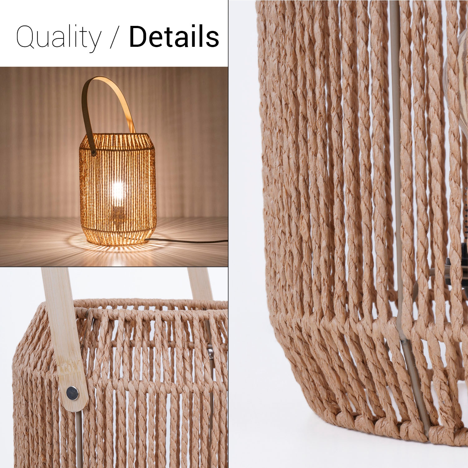 Paco Home Tischleuchte »NANDO« E27 Tischlampe Schreibtischlampe Beistelltisch Lampenschirm Boho Korb E27