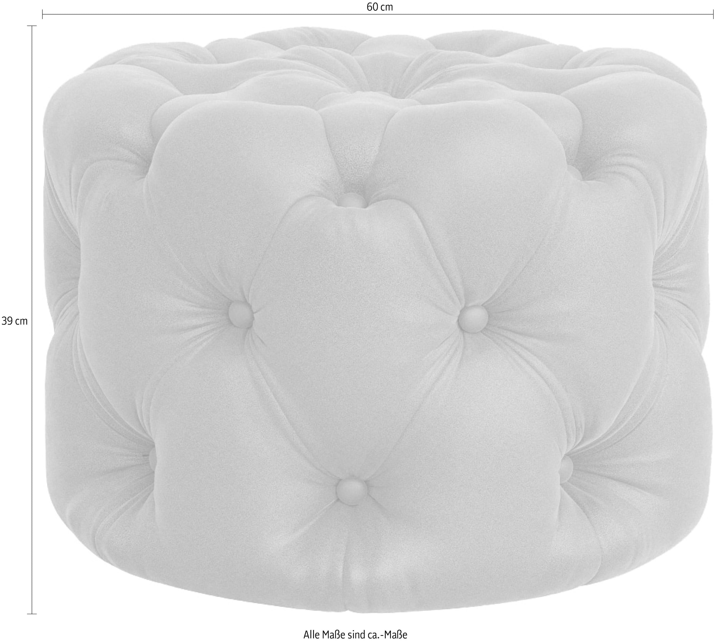 Places of Style Hocker »FOLLINA«, Polsterhocker mit klassischer Chesterfield-Knopfheftung