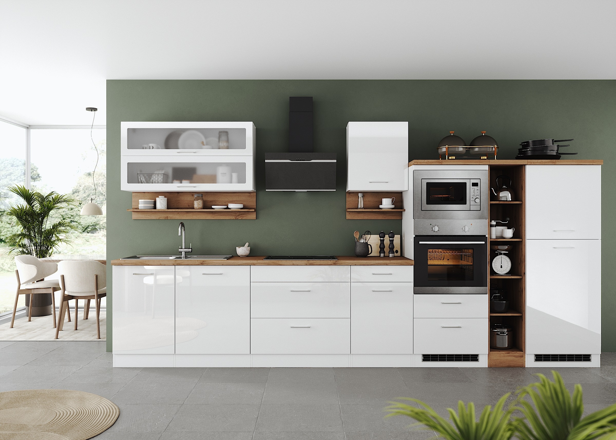 KOCHSTATION Küchenzeile "KS-Milan" 390 cm breit, viel Stauraum, wahlweise m günstig online kaufen