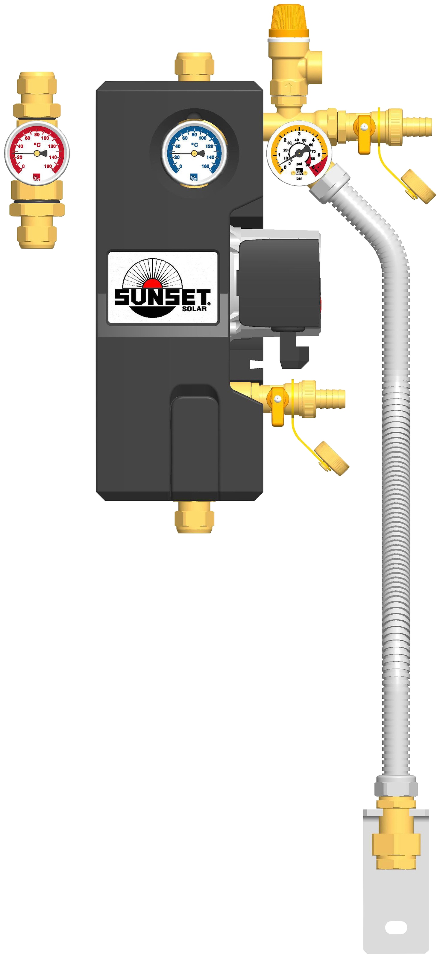 Sunset Solaranlage ""SUNone 6 HZ/2F"", (Komplett-Set), inkl. 600 Liter-Hygiene-Speicher zur BW-Erwärmung und HZ-Unterstü