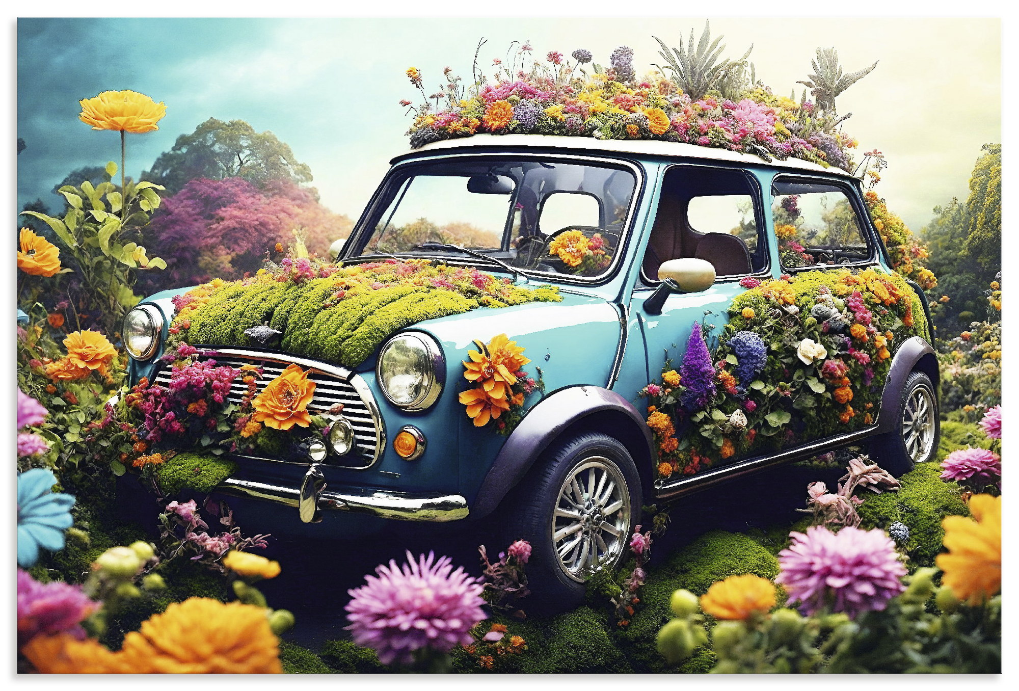 Artland Wandbild "Flowerpower Mini" Auto 1 Stk. tlg. als Alubild, Leinwandbild, Poster, Wandaufkleber in verschied. Größen