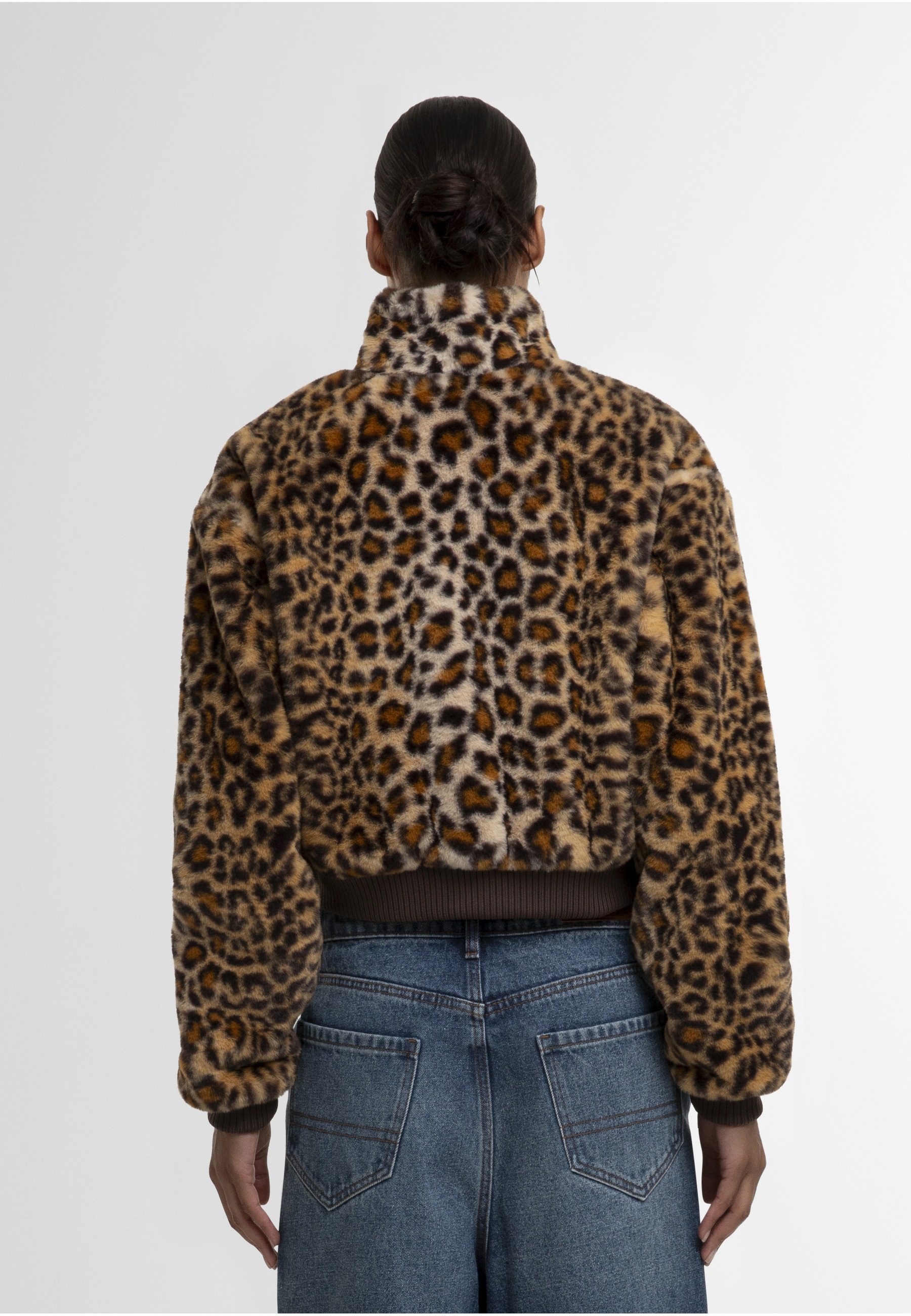 URBAN CLASSICS Allwetterjacke »Urban Classics Ladies Cropped Faux Fur Leo Jacket« 1 Stk. tlg. ohne Kapuze