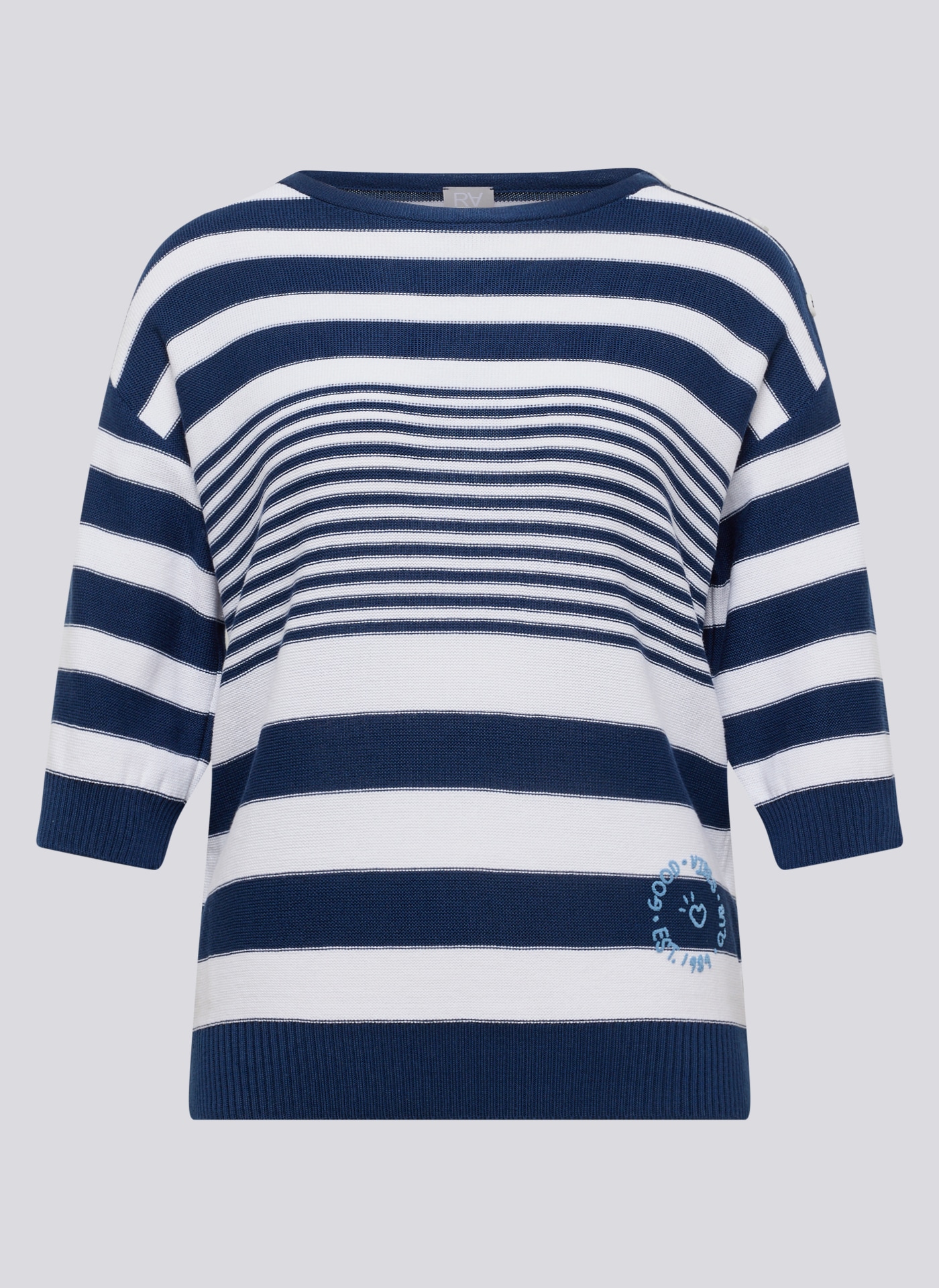 Rabe Rundhalspullover mit Streifen Muster