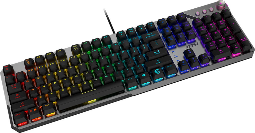 MSI Gaming-Tastatur »STRIKE 600«, (Antirutsch-Füße-Funktionstasten-Licht-Bewegungs-Sensor-Multimedia-Tasten-USB-Anschluss-Windows-Sperrtaste-Ziffernblock)