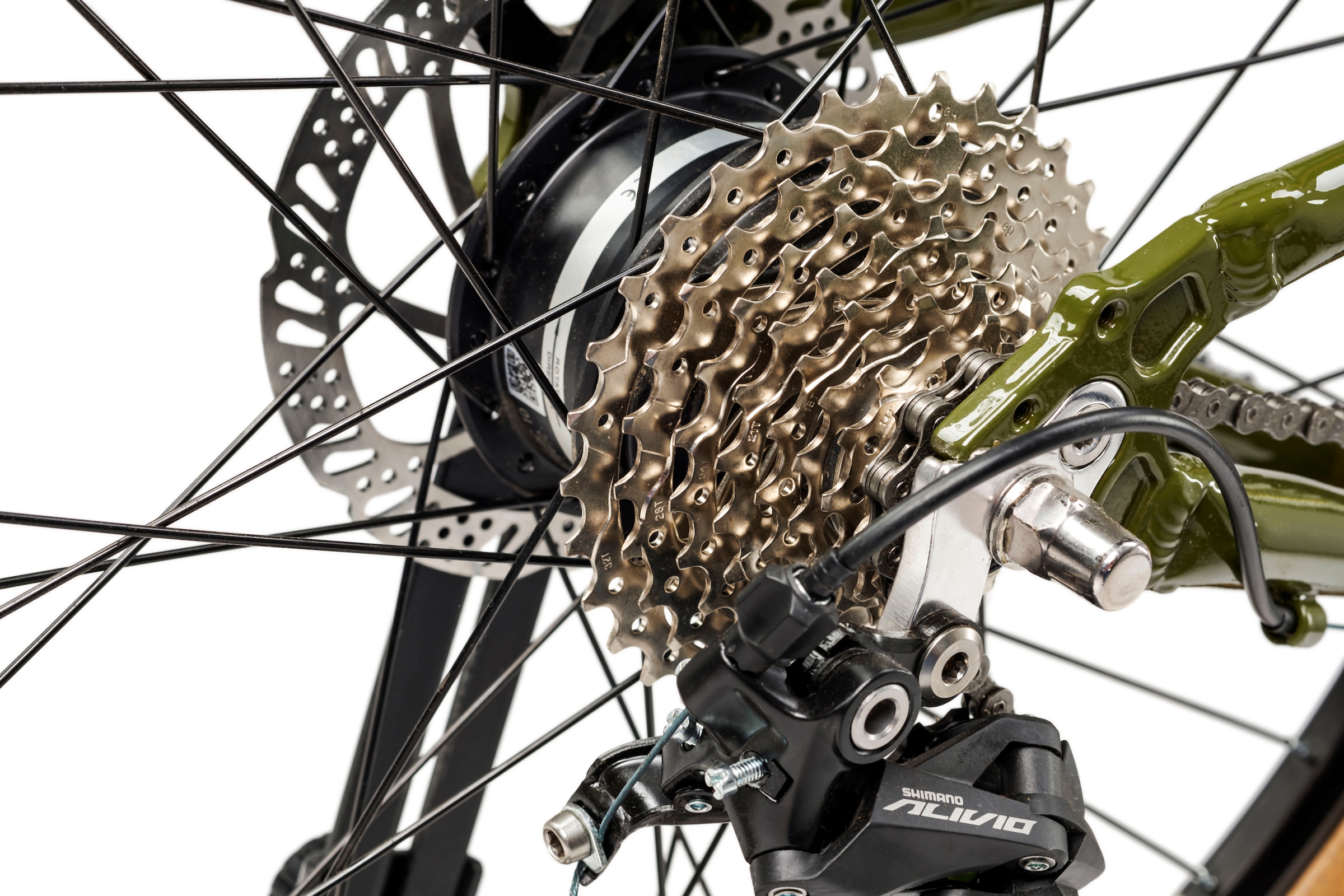 S’COOL »S'COOL e-troX race 26-9S Alivio - Olive/Beige« 9 Gang Shimano Kettenschaltung Heckmotor 252 W
