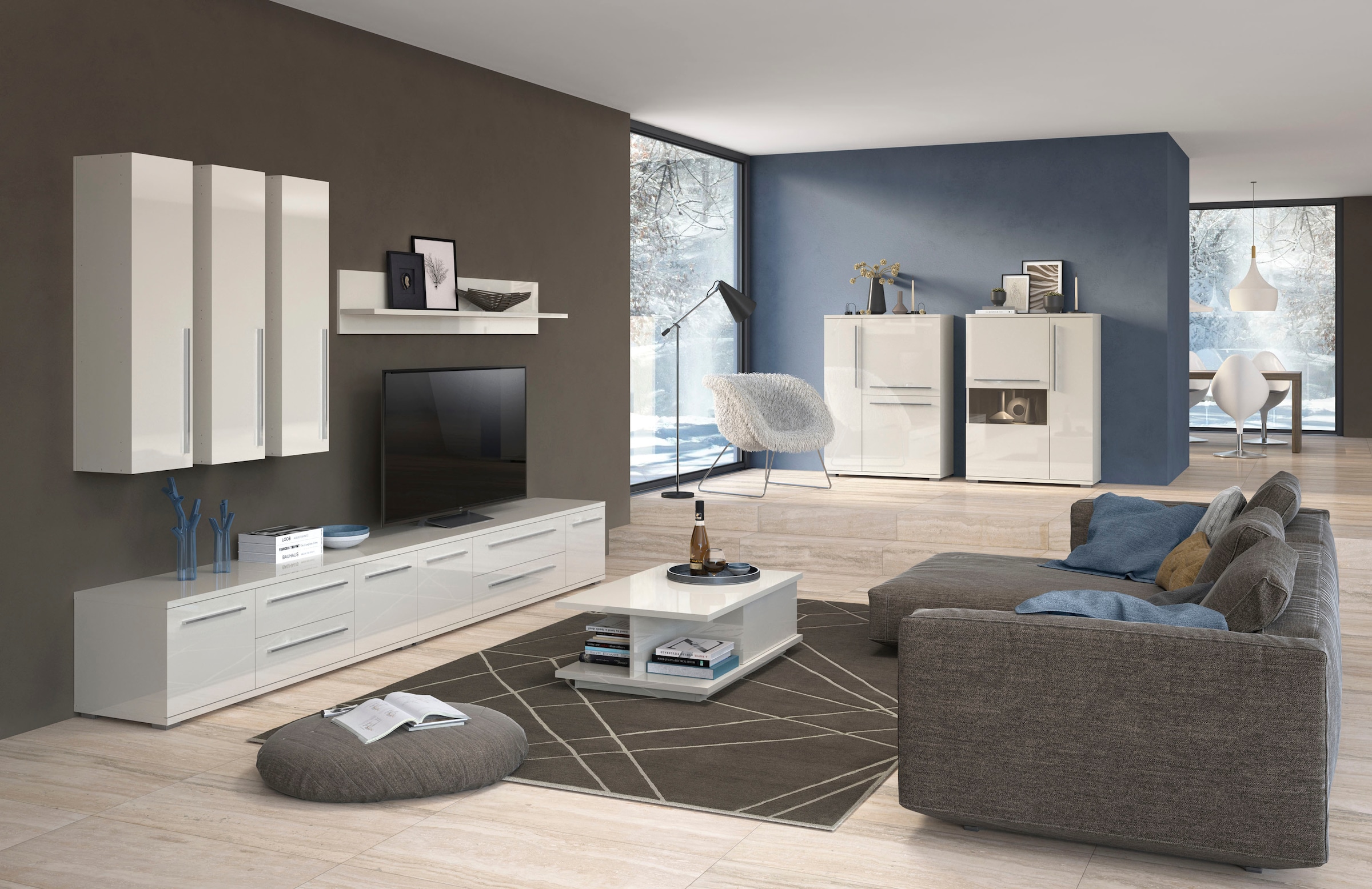 Places of Style Lowboard »Piano TV-Kommode in Breite 165 oder 180 cm mit Soft-Close-Funktion«, Hochglanz UV-lackiert, Br 180 cm mit versch. Tür- und Schubkastenmaße