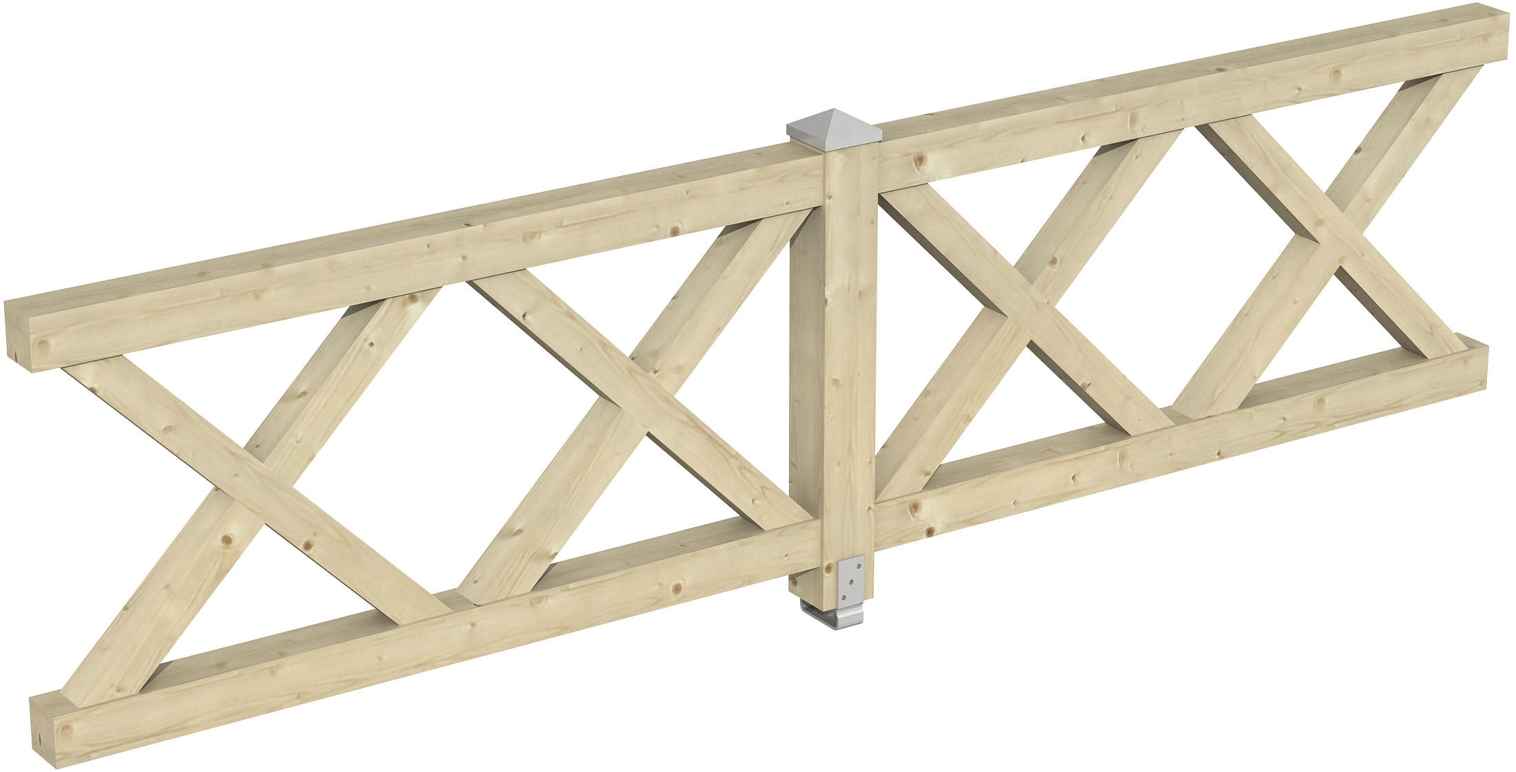 Brüstungsgeländer SKANHOLZ, H:84cm L:335cm, beige, Geländer, "Andreaskreuz"