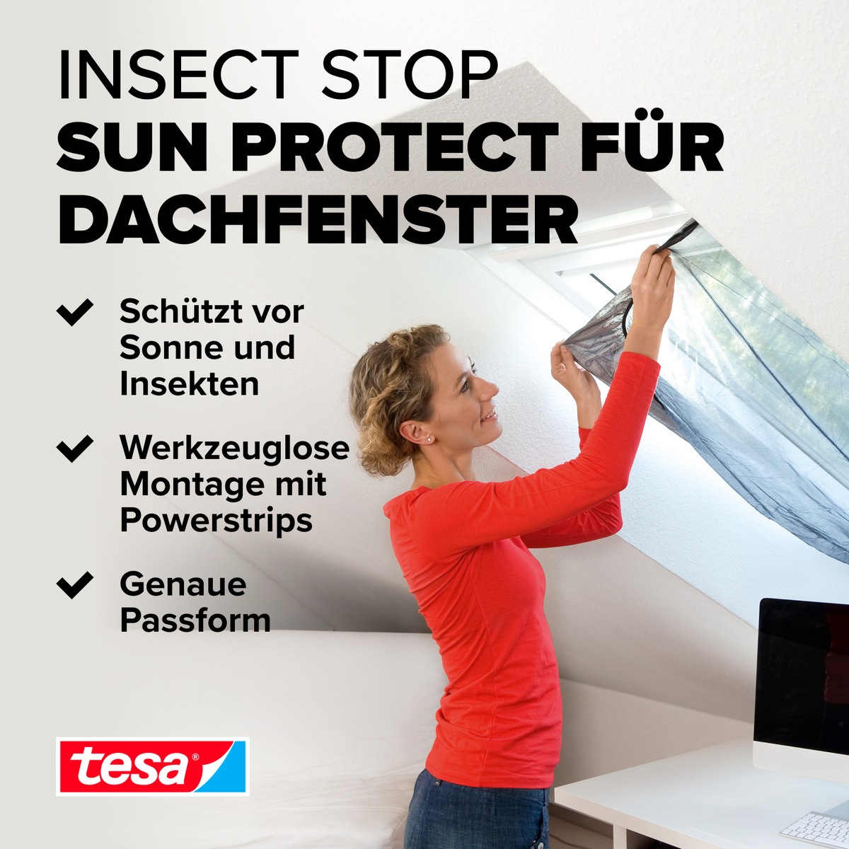 tesa Insektenschutz-Fensterrahmen »Insect Stop Comfort Fliegengitter für Fenster - 1,2 m : 1,4 m«, Insektenschutzgitter -Fliegenetz ohne Bohren- zuschneidbar -anthrazit