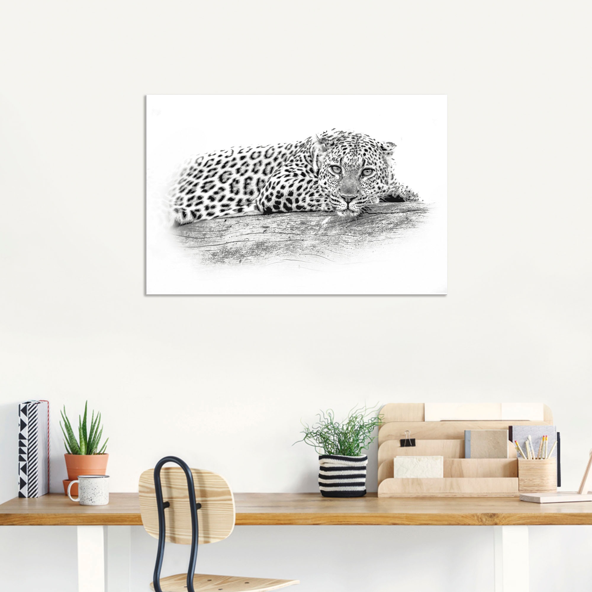 Artland Wandbild »Leopard High Key Optik«, Wildtiere, (1 St.), als Alubild, Leinwandbild, Wandaufkleber oder Poster in versch. Größen