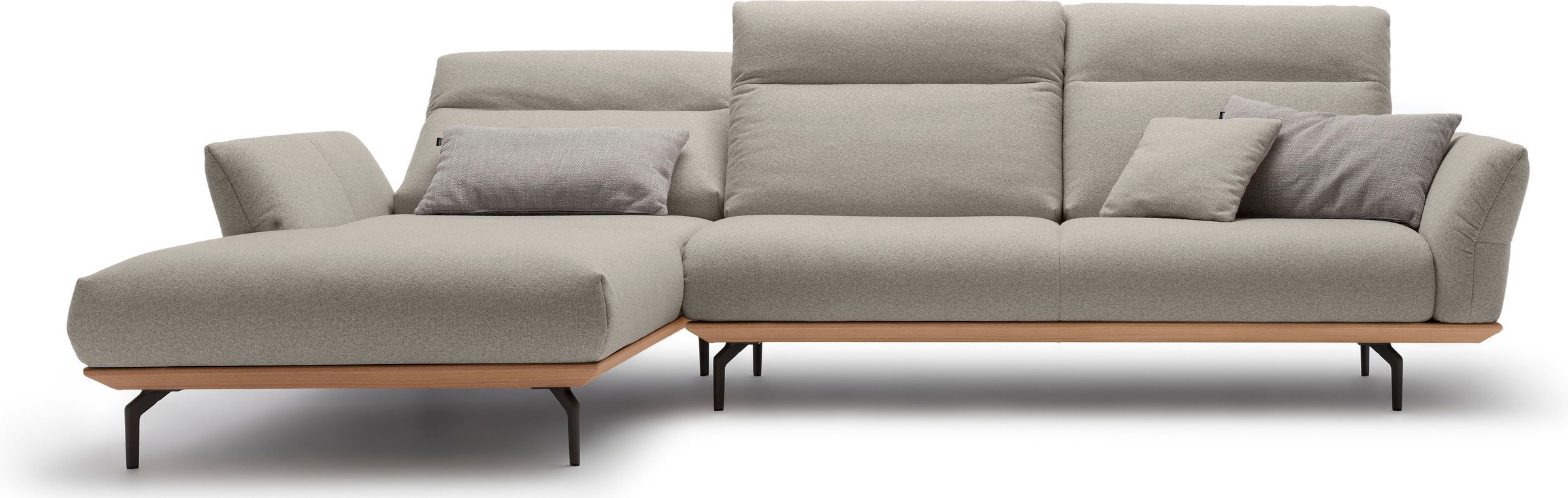 Creation BY ROLF BENZ Ecksofa »CR.460«, Sockel in Eiche, Winkelfüße in Umbragrau, Breite 318 cm
