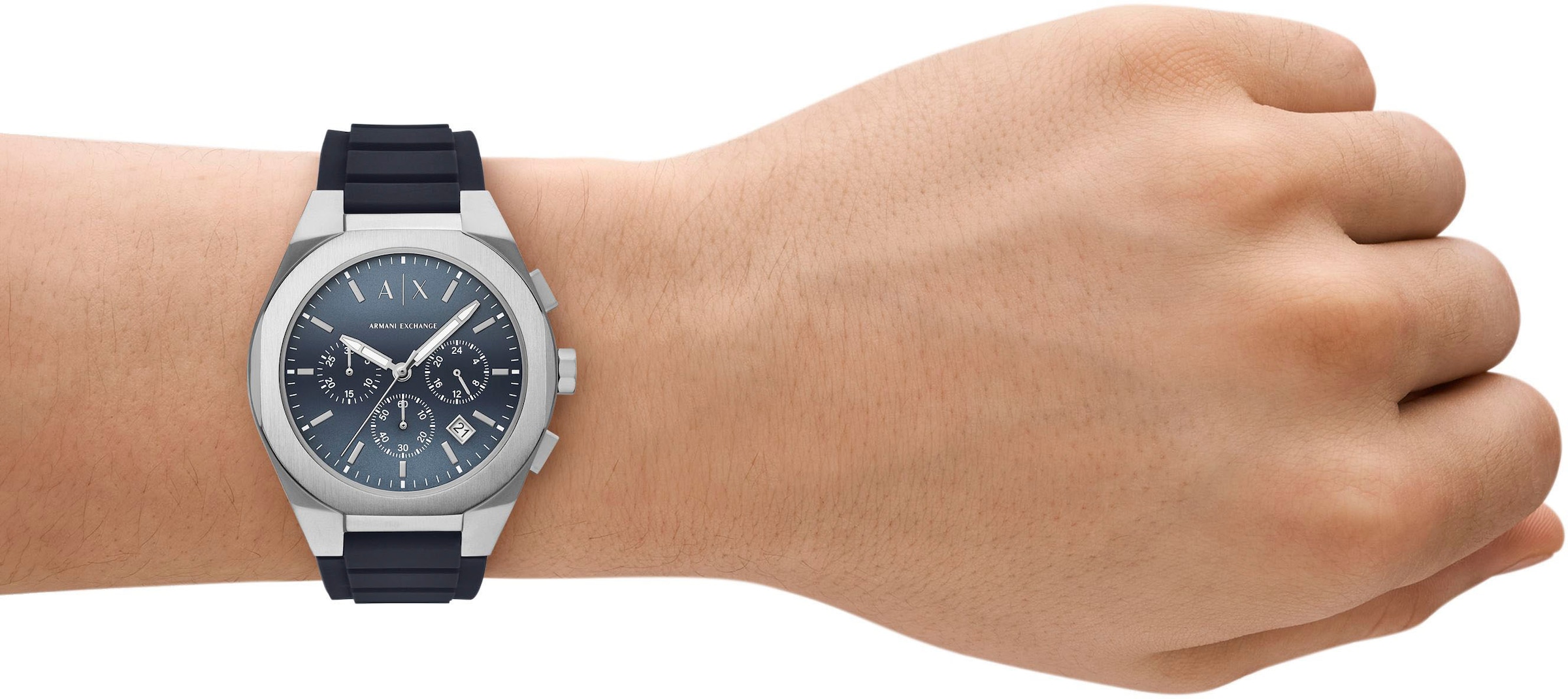 ARMANI EXCHANGE Chronograph »SYNC«, Quarzuhr, Armbanduhr, Herrenuhr, Silikonarmband, Datum, Stoppfunktion