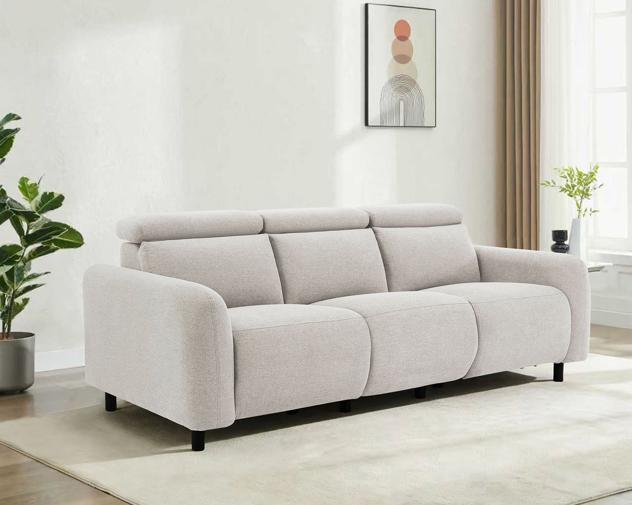 OTTO home 3-Sitzer "SKAANE Struktur-Sofa, 229 cm, manuelle-u. elektrische Relaxfunktion" 229cm, Kopfteilverstllg. und man. o. elektr. Relaxfunktion in 2 Sitzen