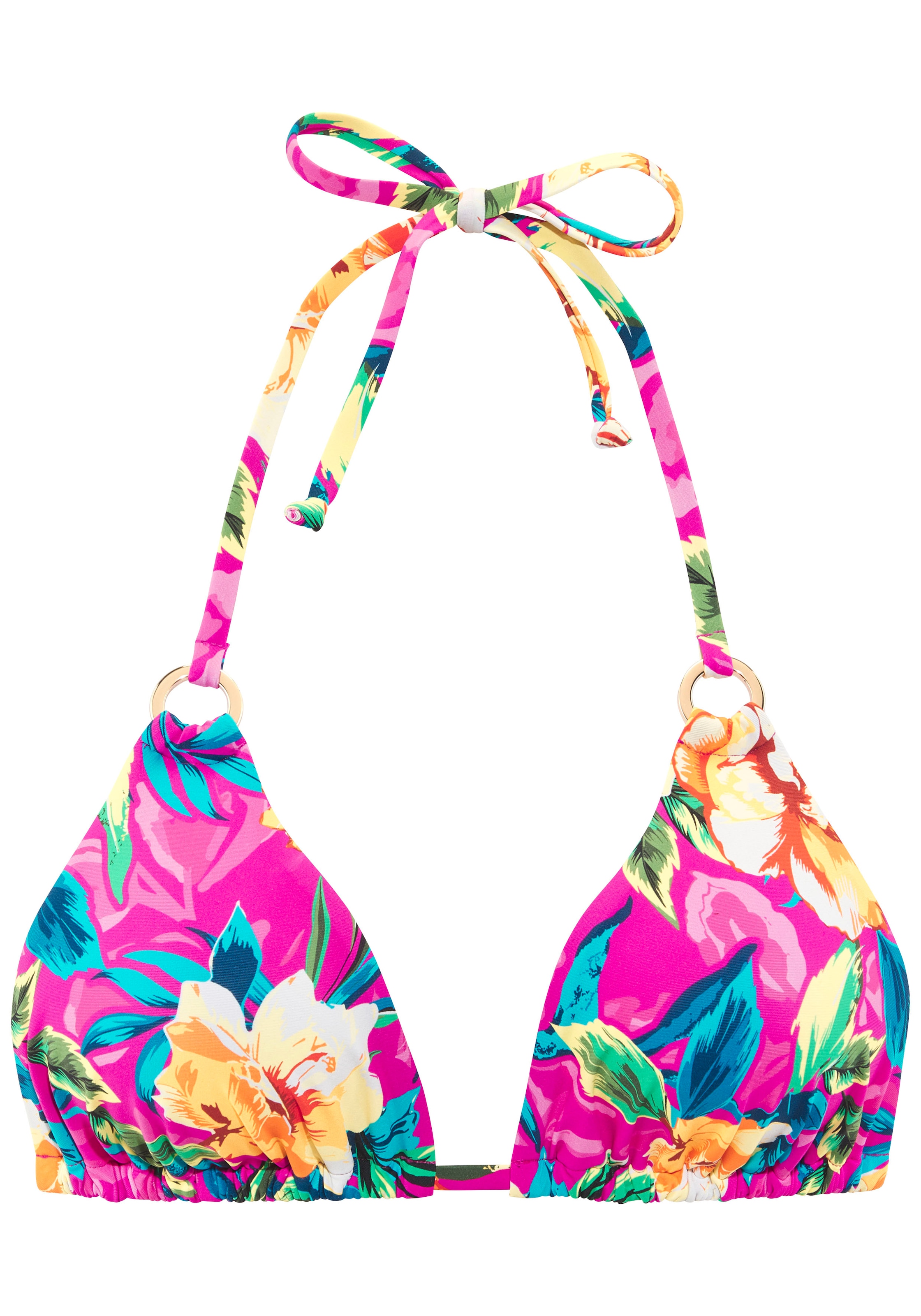 LASCANA Triangel-Bikini-Top »Riley« mit goldfarbenen Zierringen