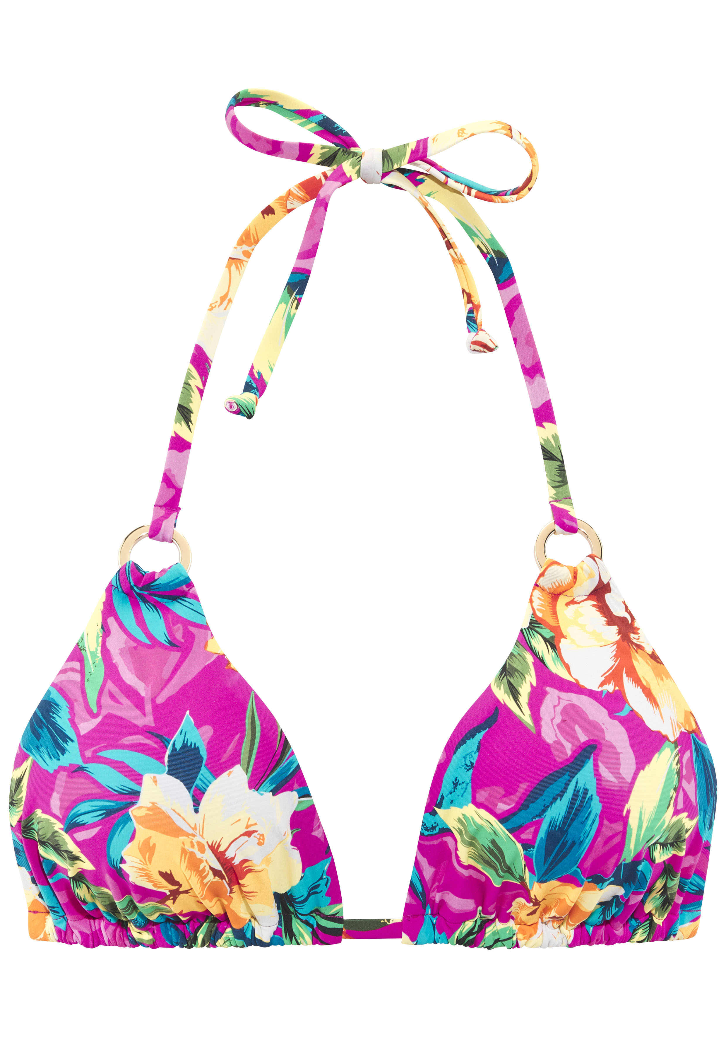 LASCANA Triangel-Bikini-Top "Riley" mit goldfarbenen Zierringen