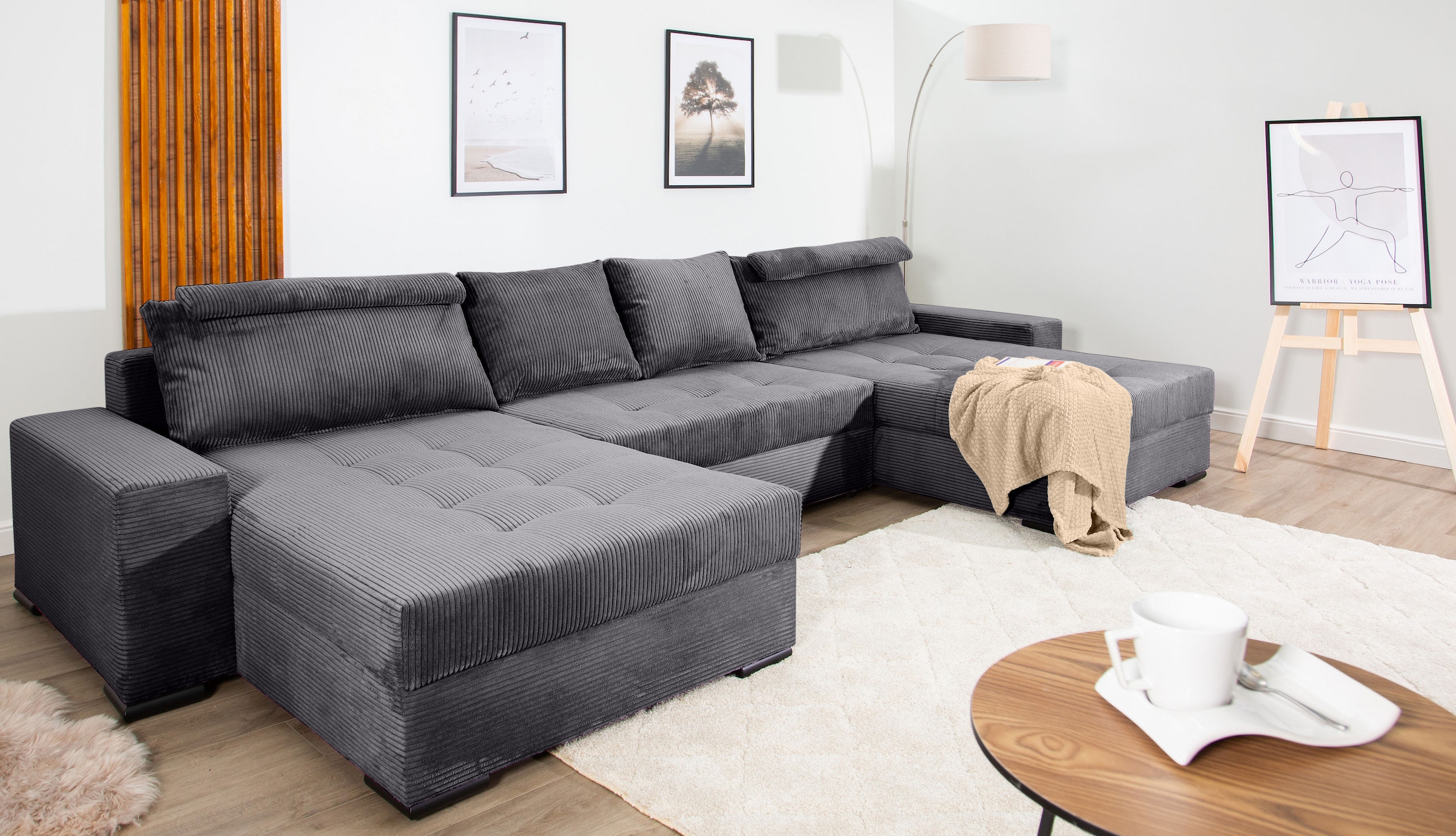 COLLECTION AB Wohnlandschaft »XXXL-Josy Relax U-Form Breite 352 cm, mit 2 gleich großen Recamieren«, inkl. Bettfunktion, Bettkasten, mit 4 Rückenkissen in zwei Größen