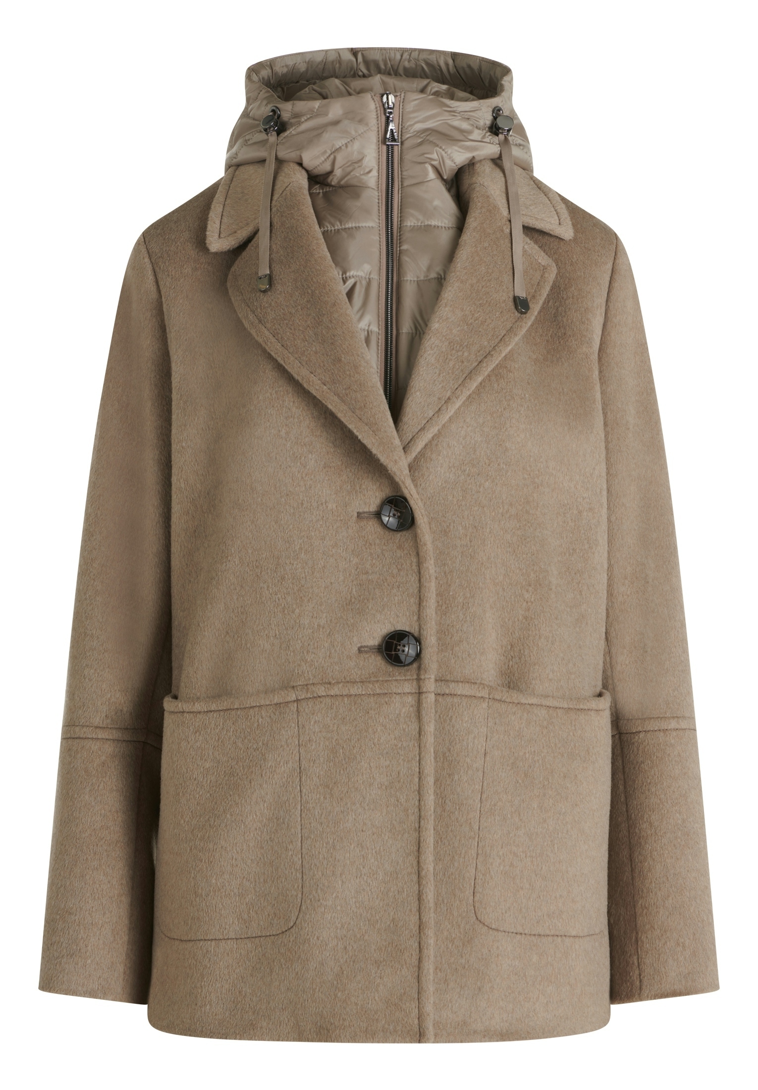Gil Bret Fleecejacke mit Kapuze mit Reverskragen und Steppkapuze