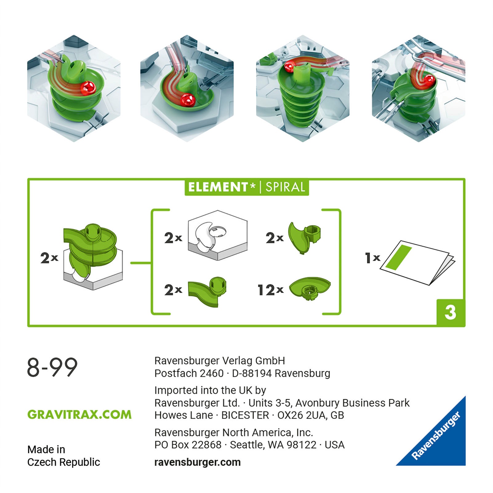 Ravensburger Kugelbahn-Bausatz »GraviTrax Element Spiral«, Made in Europe