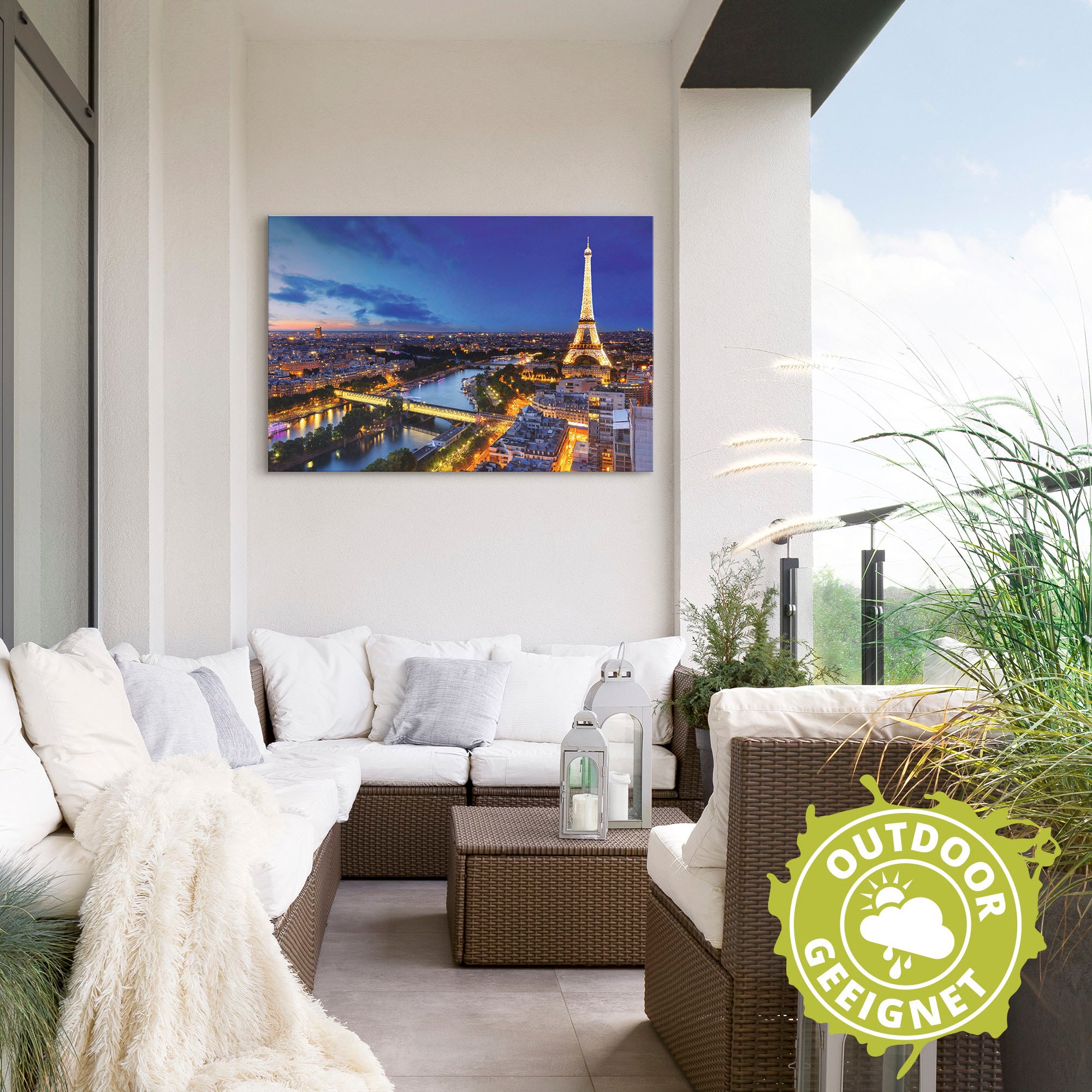 Artland Wandbild »Eiffelturm und Seine am Abend, Paris«, Paris, (1 St.), als Alubild, Outdoorbild, Leinwandbild, Poster, Wandaufkleber