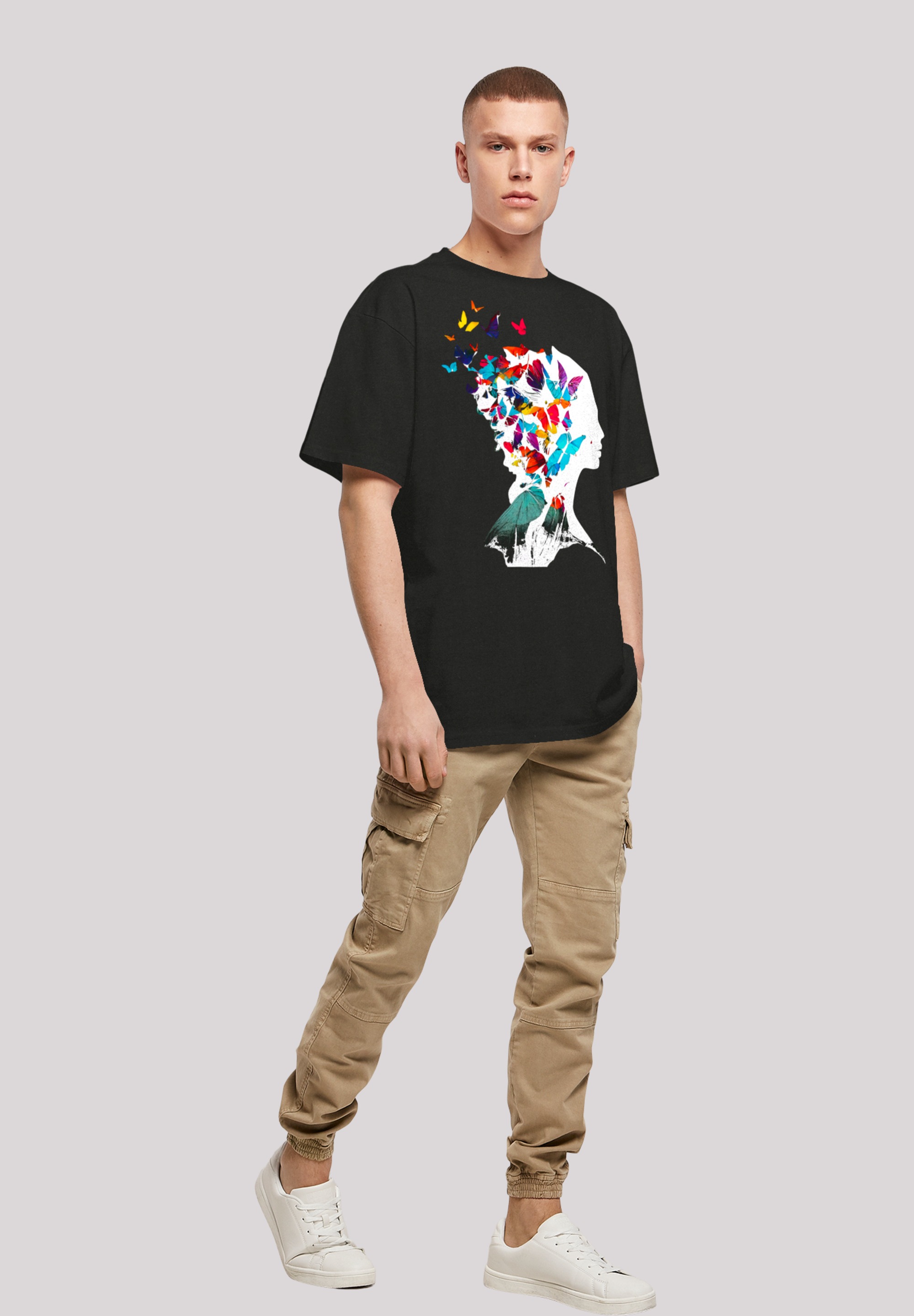 F4NT4STIC T-Shirt »Schmetterling Silhouette OVERSIZE TEE«, Print
