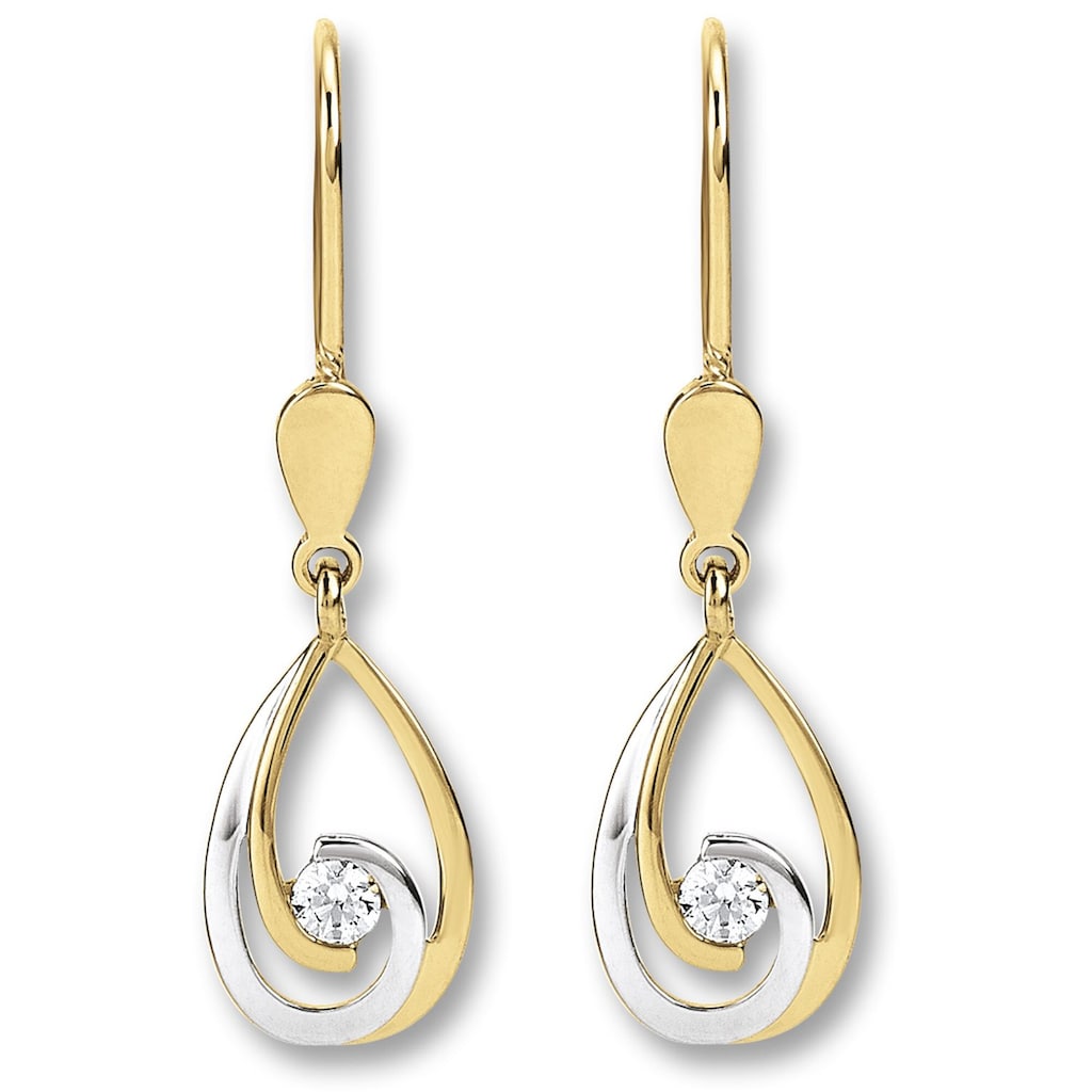 ONE ELEMENT Paar Ohrhänger »Zirkonia Ohrringe Ohrhänger aus 333 Gelbgold«