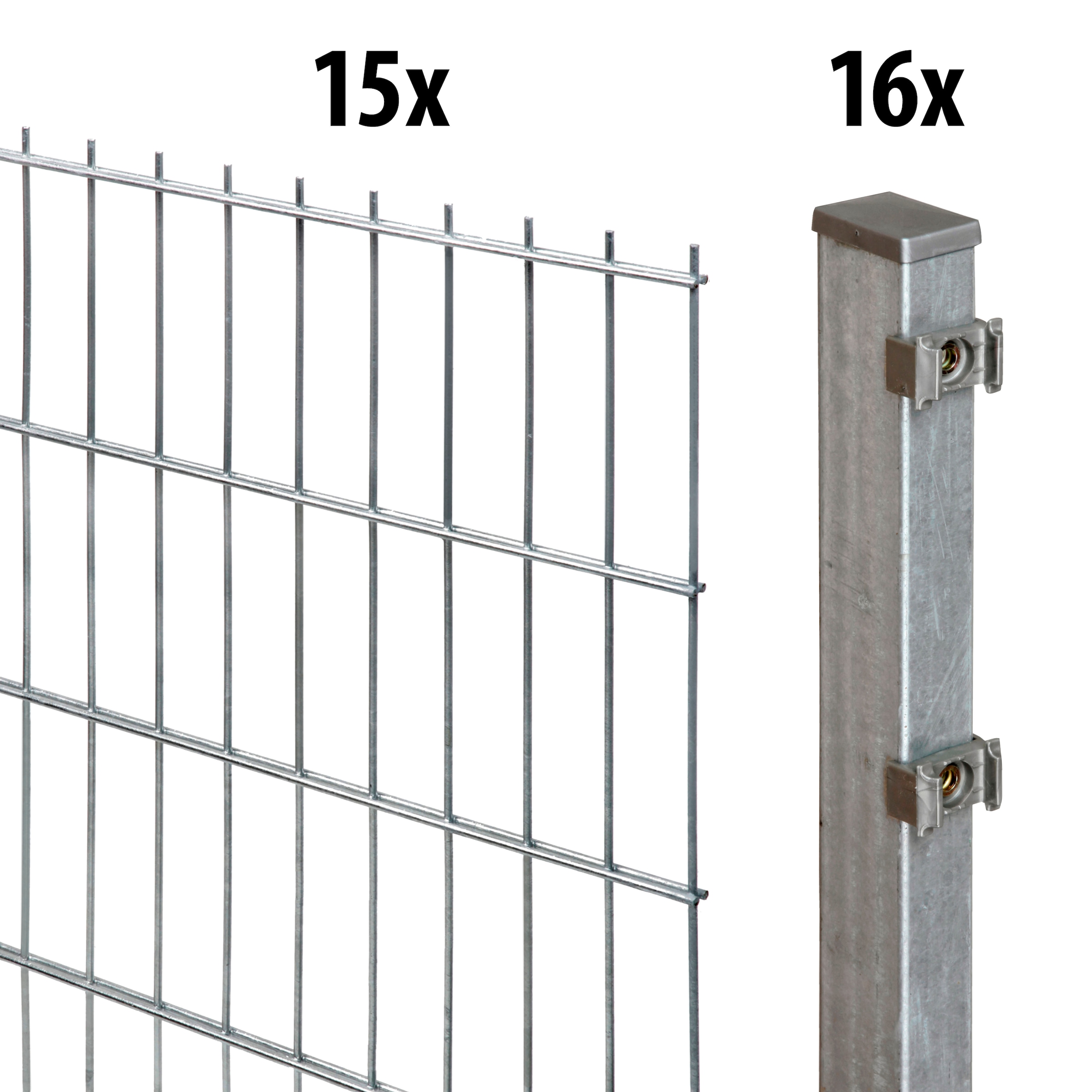 GARDEN 'N' MORE Doppelstabmattenzaun »Excellent« 15 Elemente für 30 m, LxH: 200 x 183 cm, mit 16 Pfosten