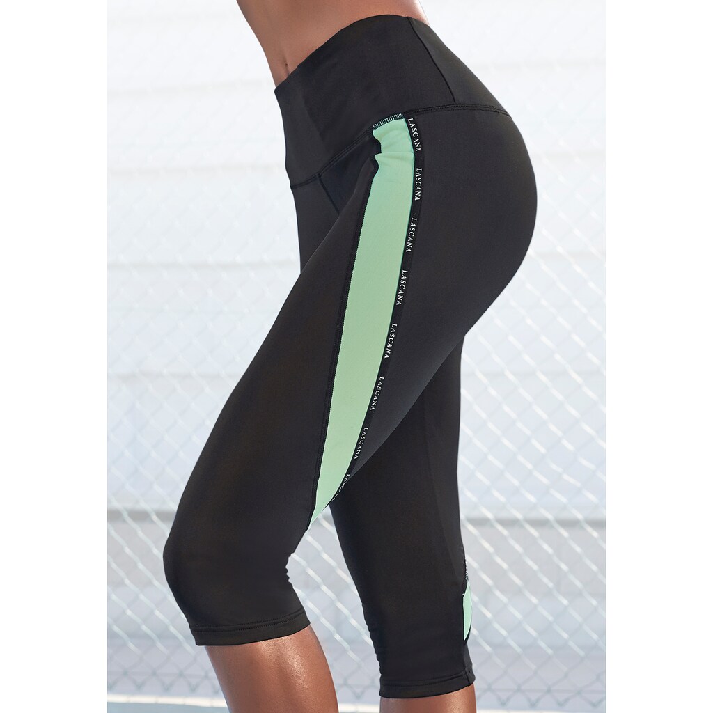 Damenmode Hosen LASCANA ACTIVE Caprileggings, mit Kontrasteinsätze schwarz-apfelgrün Damenmode Hosen LASCANA ACTIVE Caprileggings, mit Kontrasteinsätze schwarz-apfelgrün