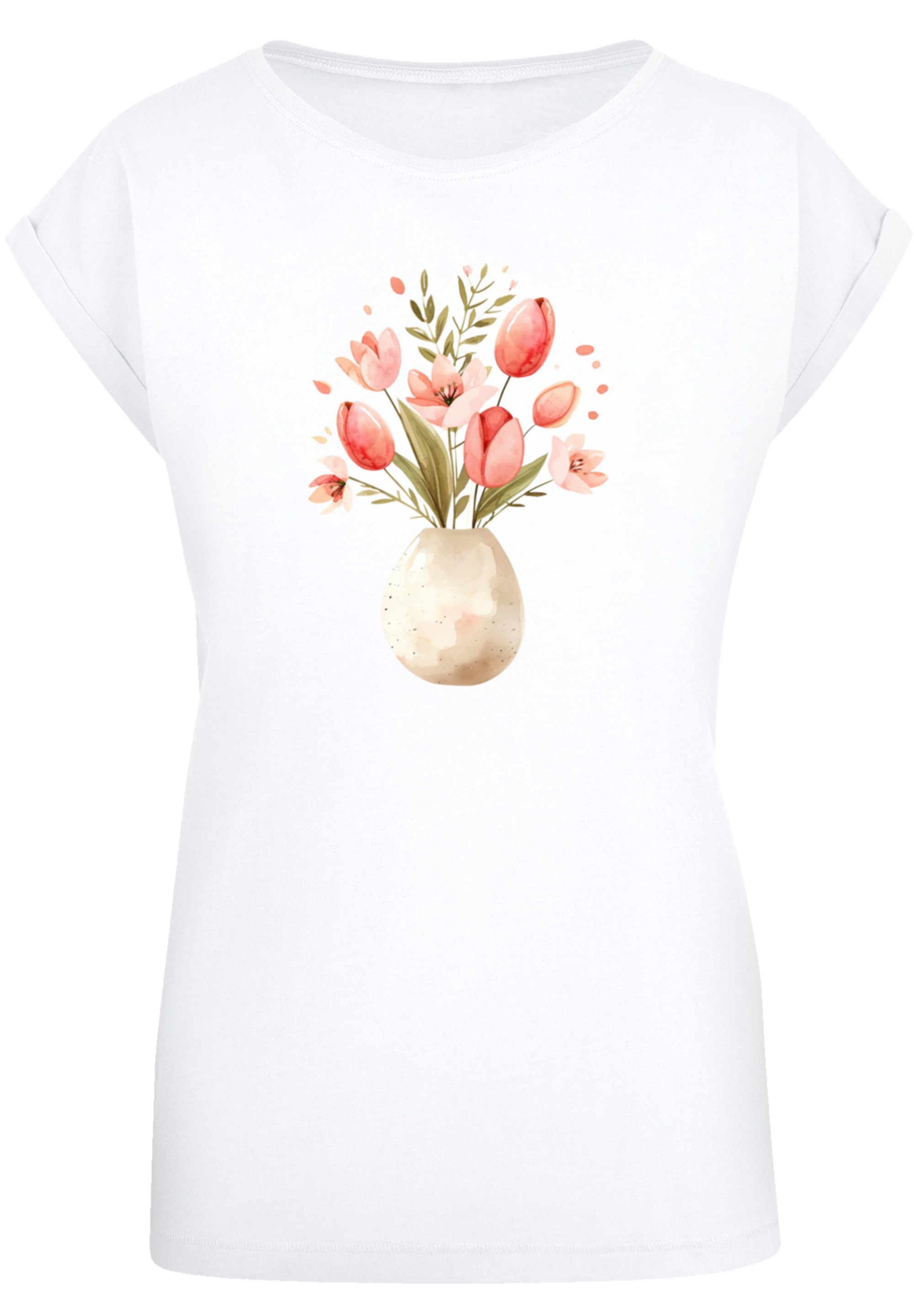 F4NT4STIC T-Shirt »Rosa Frühlingsblumenstrauß in Vase«, Premium Qualität