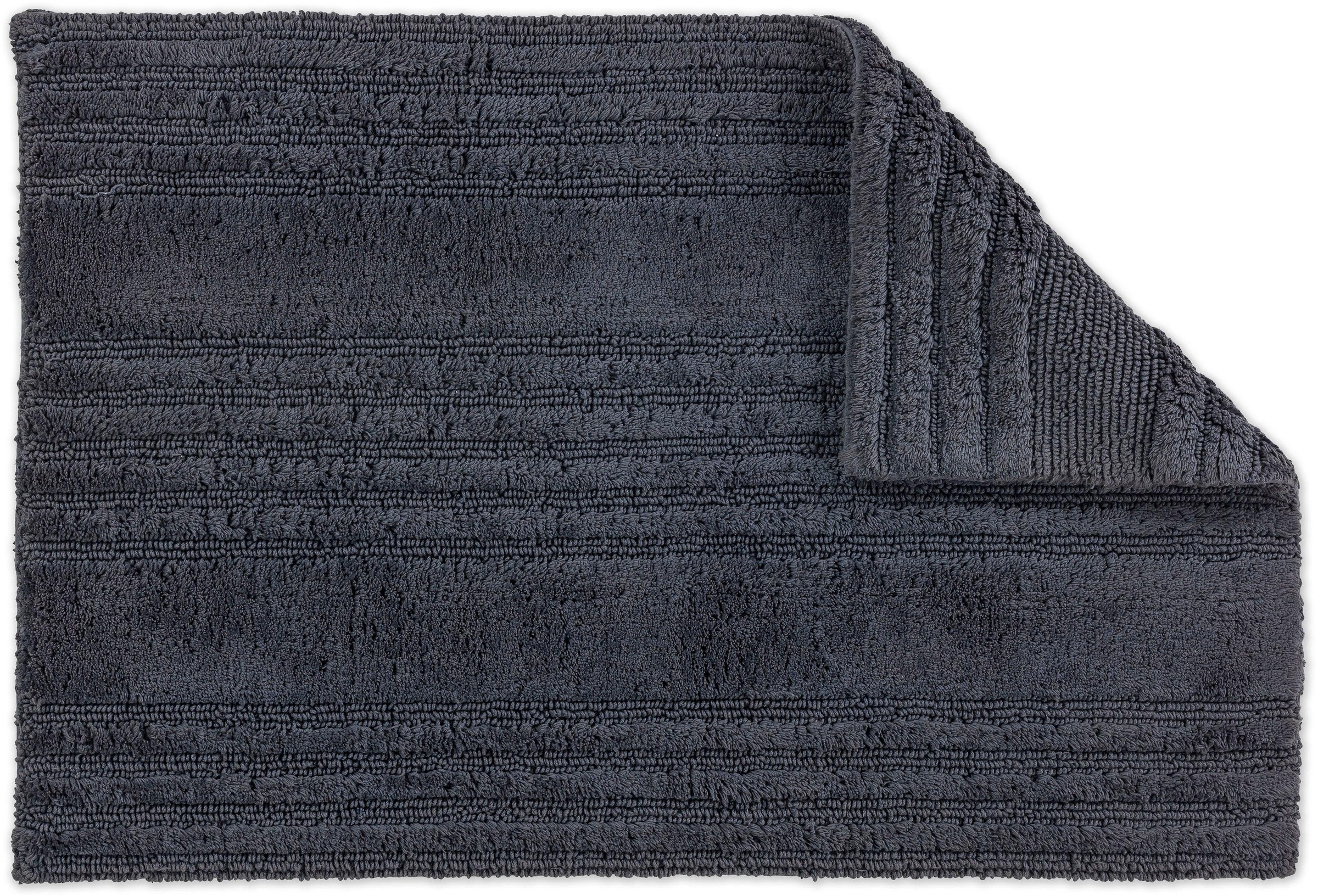 Badematte "Bahamas Streifen" Gr. 2, grau (anthrazit), H:30mm, Baumwolle, SCHÖNER WOHNEN-KOLLEKTION, Badematten, Badematte, waschbar, Streifen Design, Badezimmerteppich, Baumwolle 2