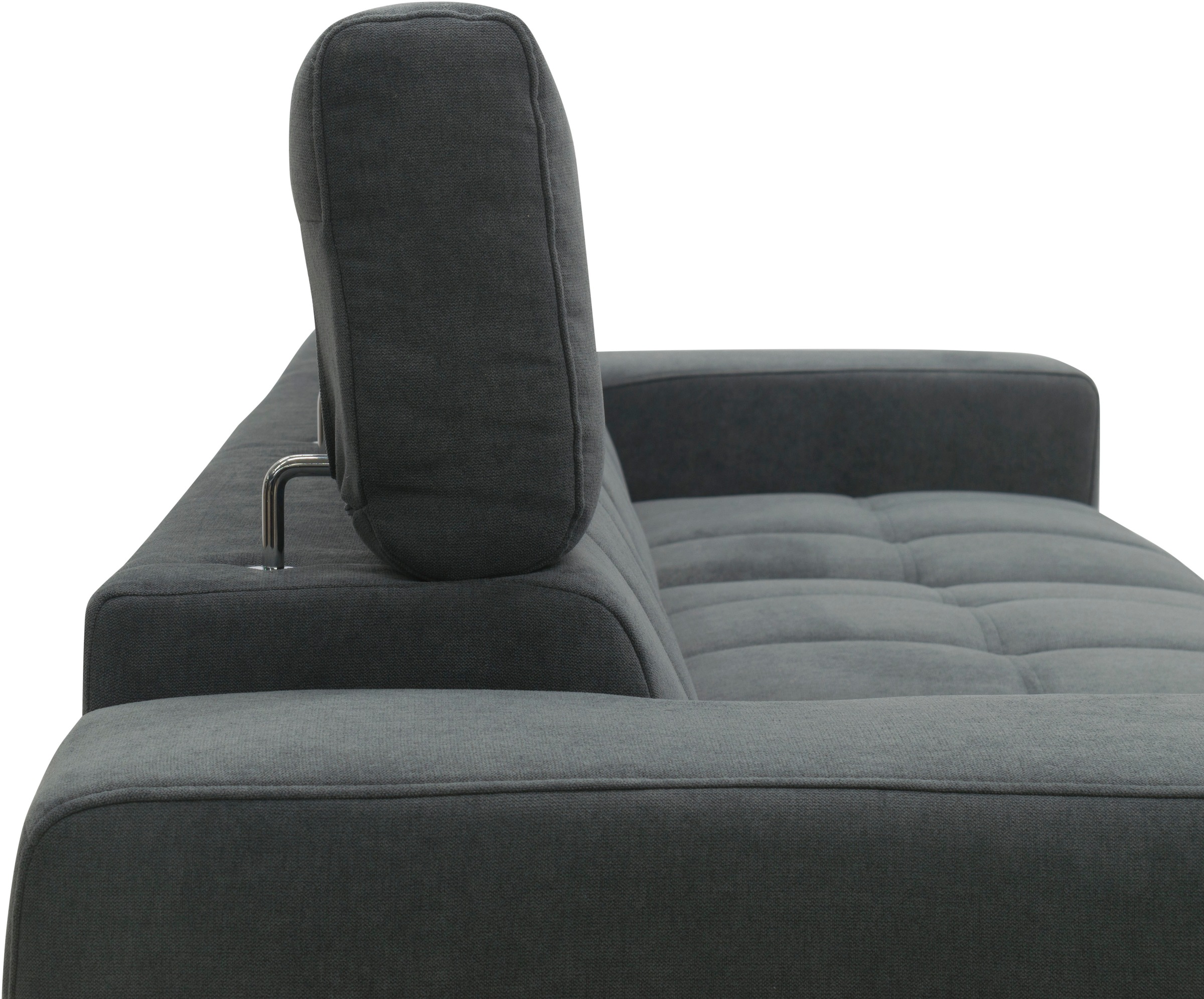 DOMO collection Ecksofa »Trento L-Form, mit Kufenfuß oder Einzelfuß«, wahlweise mit Kopfteilverstellung, Recamiere links/rechts bestellbar