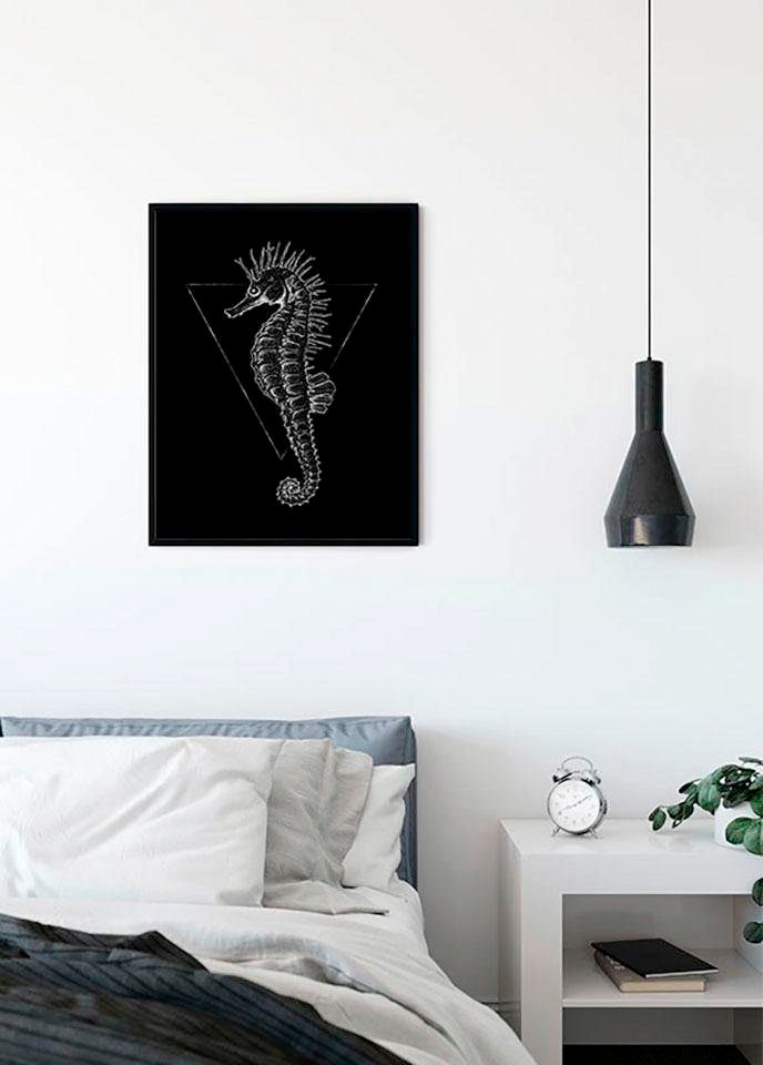 Komar Poster "Sea Horse Black", Tiere, (1 St.), Kinderzimmer, Schlafzimmer, Wohnzimmer