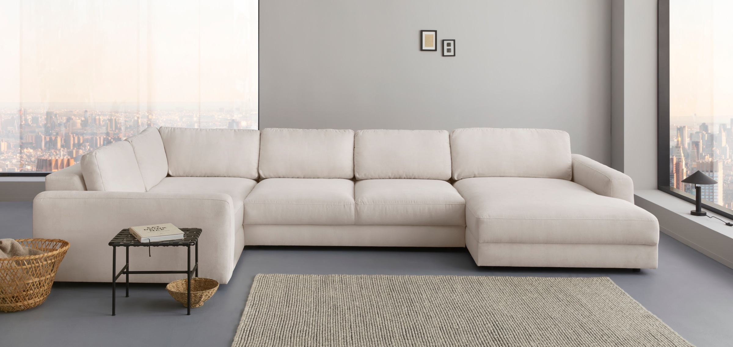 Places of Style Wohnlandschaft »Bloomfield, U-Form«, mit extra tiefer Sitzfläche, wahlweise mit Sitztiefenverstellung