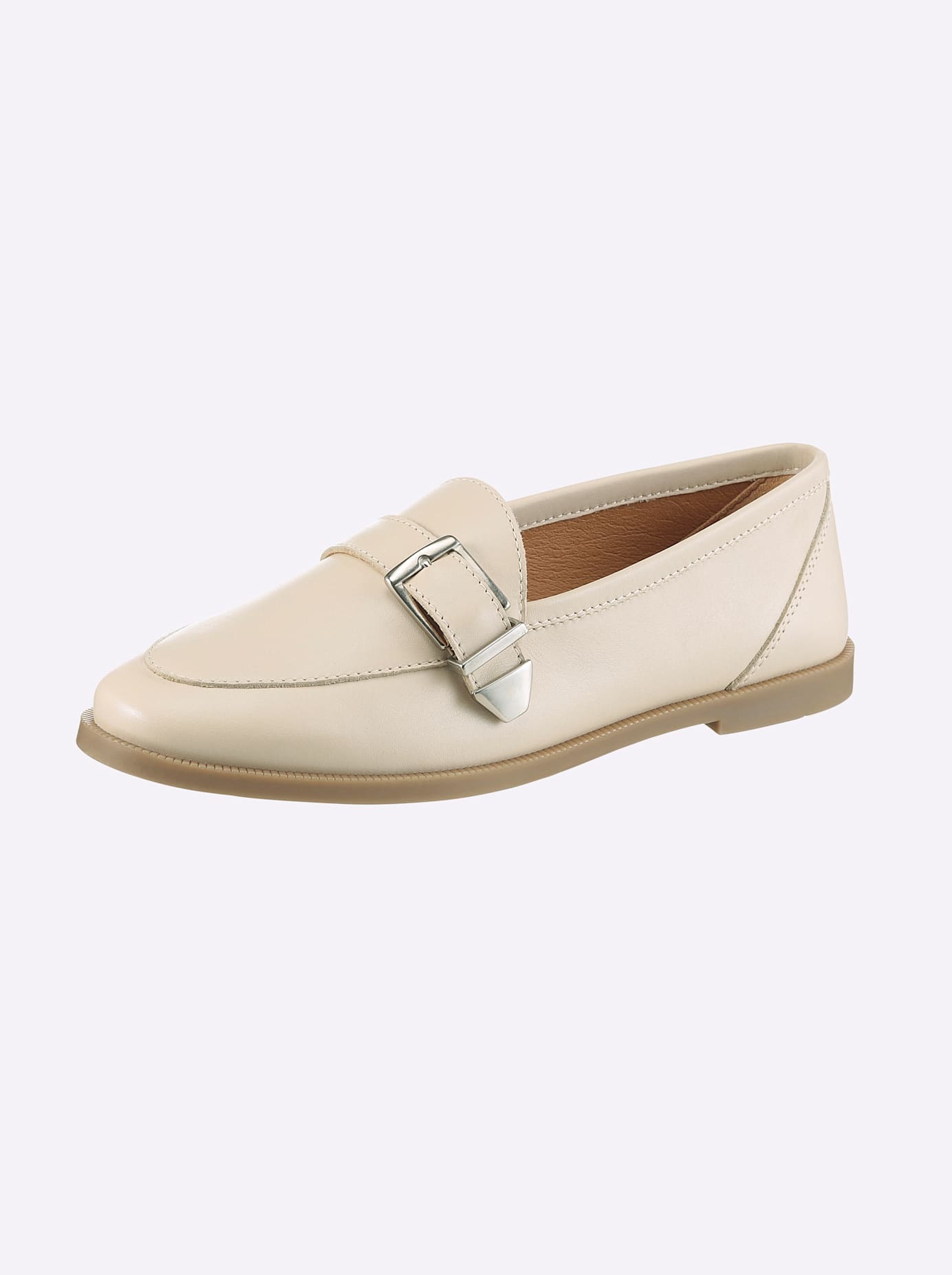 Slipper HEINE, Damen, Gr. 41, creme, Glattleder, Leder, Rindsleder, Schuhe Slipper