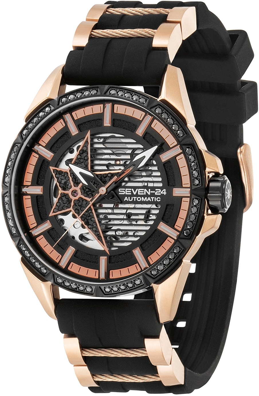 SEVEN-24 Automatikuhr »Seven-24 Star Ray Rosé Black, SV1259BSRB-04ST«