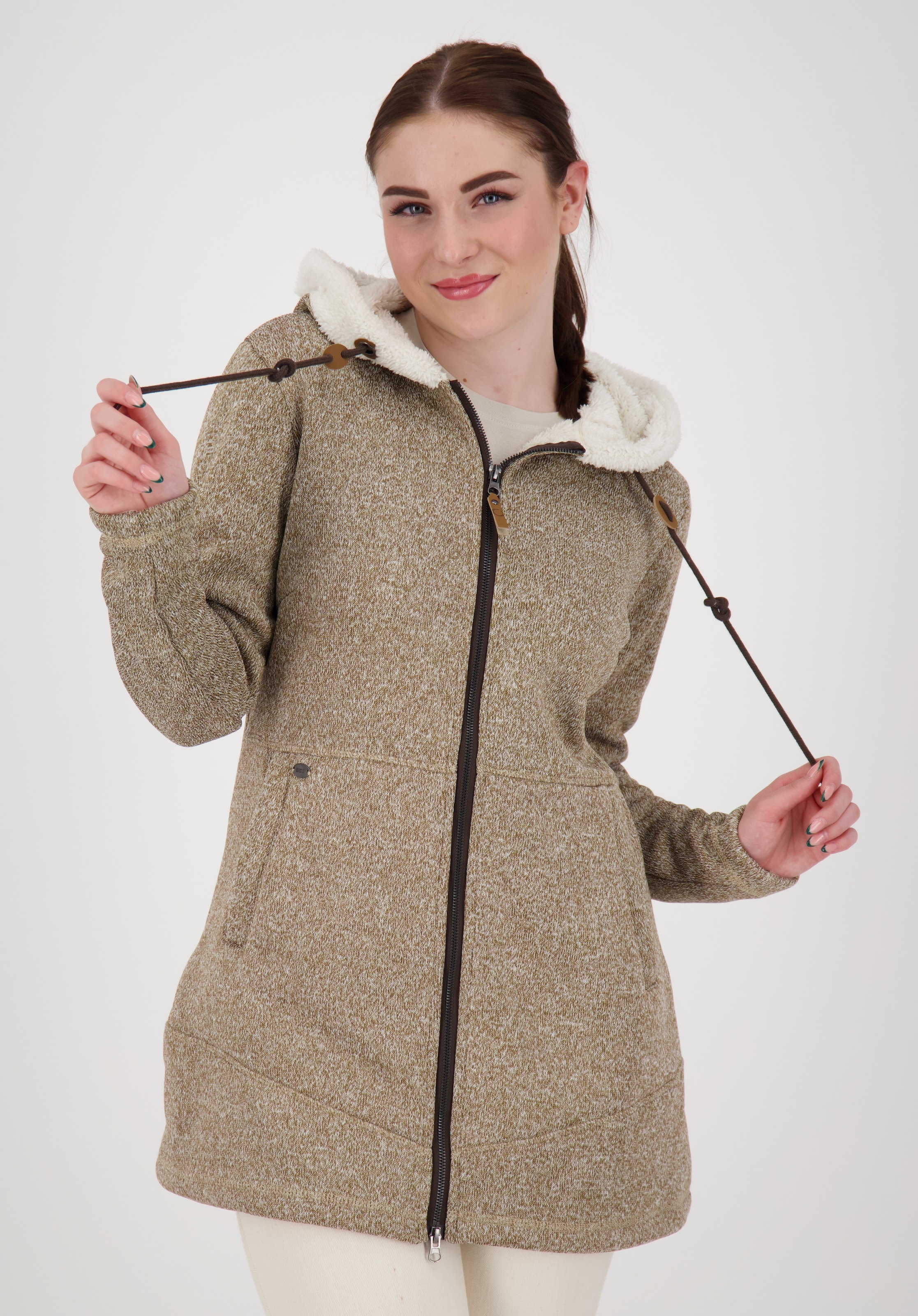 LPO Fleecejacke "KENNEWICK II LONG" mit Kapuze mit Kapuze und weichem Fleece gefüttert
