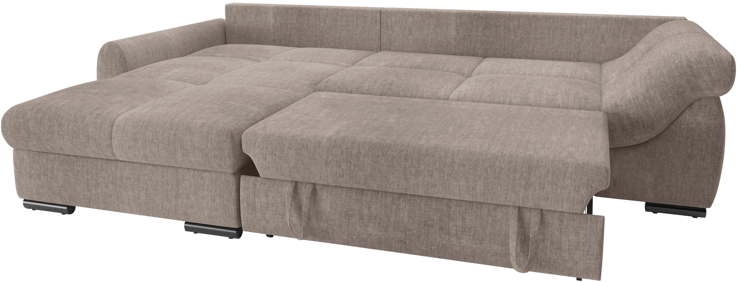 Mr. Couch Ecksofa »Livorno L-Form«, inkl. Hochschläfer-Bettauszug, XL-Bettkasten weiß beschichtet