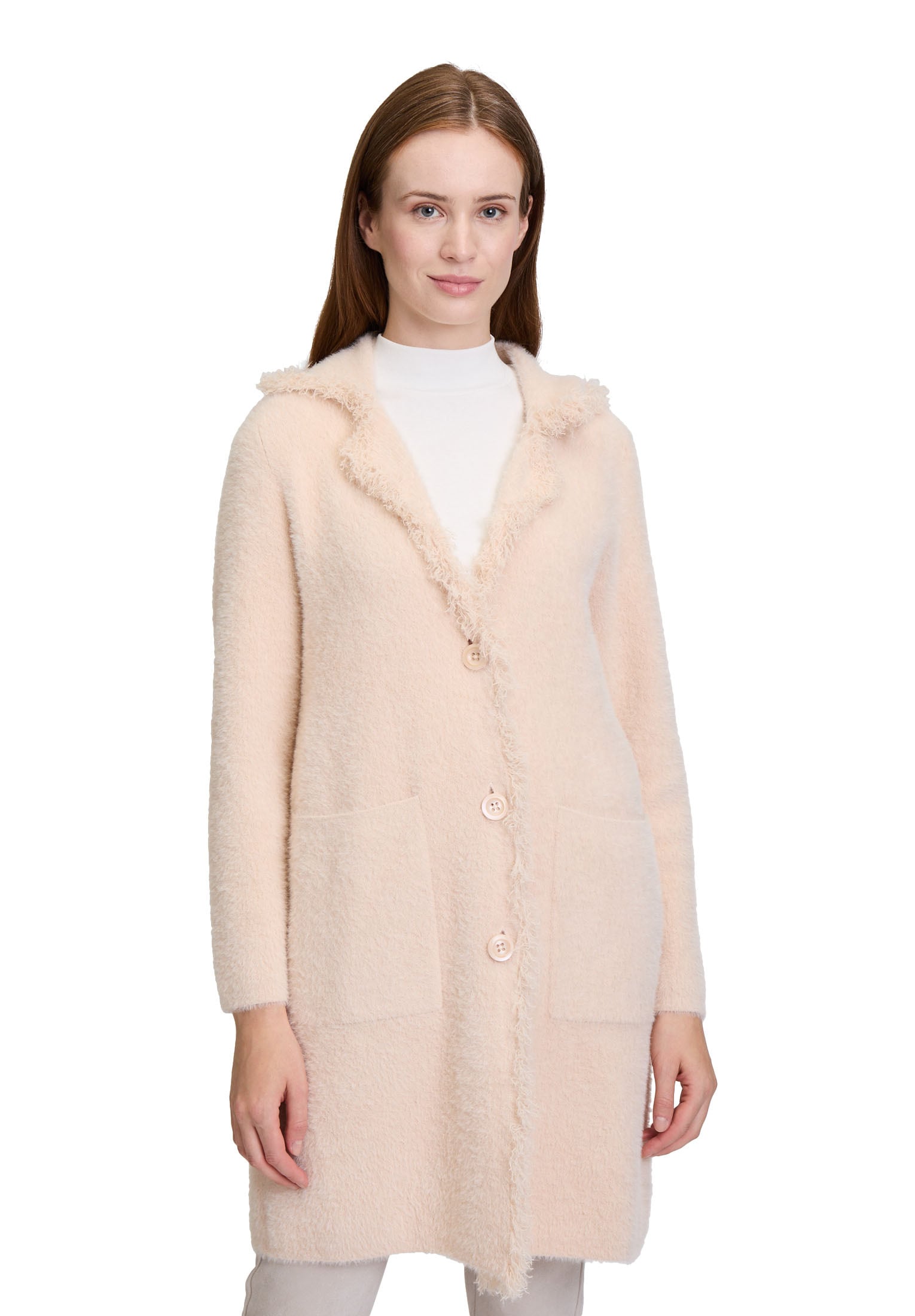 Cartoon Strickjacke "Damen mit Reverskragen" 1 Stk. Fransen günstig online kaufen