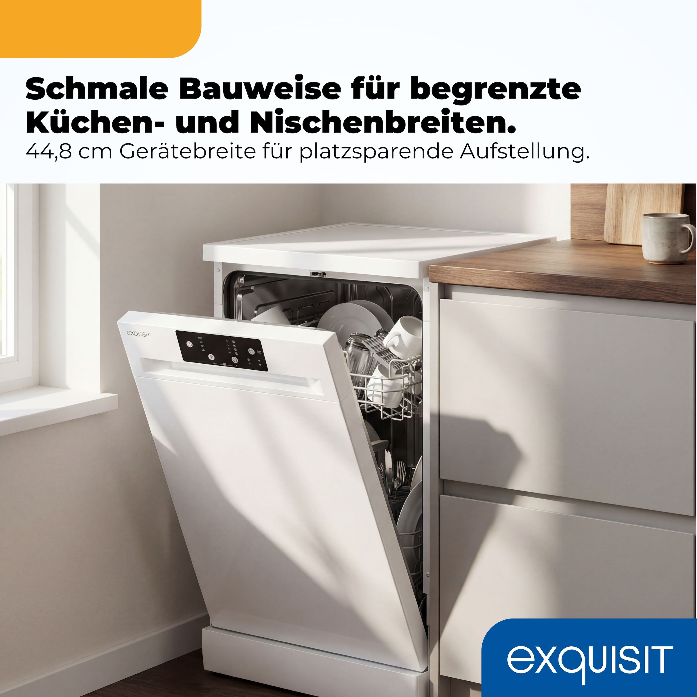 exquisit Standgeschirrspüler 9109 »GSP9109-451D weiss« 10 l 9 tlg. Maßgedecke 9 Maßgedecke, 4 Programme, LED, Besteckkorb