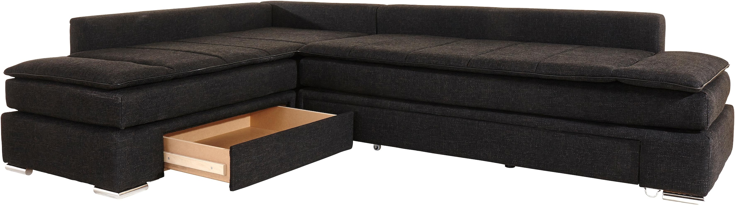 INOSIGN Ecksofa »Night & Day L-Form, B: 304 cm«, mit Bettfunktion, Bettkasten & 3 Zierkissen, Boxspringbett 164x200 cm