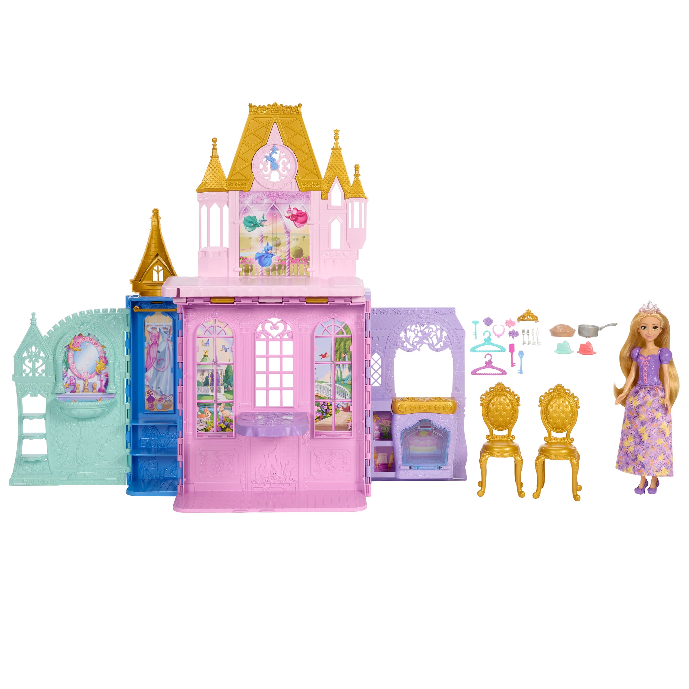 Mattel® Spielwelt »Disney Prinzessin Faltbares Schloss-Spielset mit Rapunzel-Puppe«