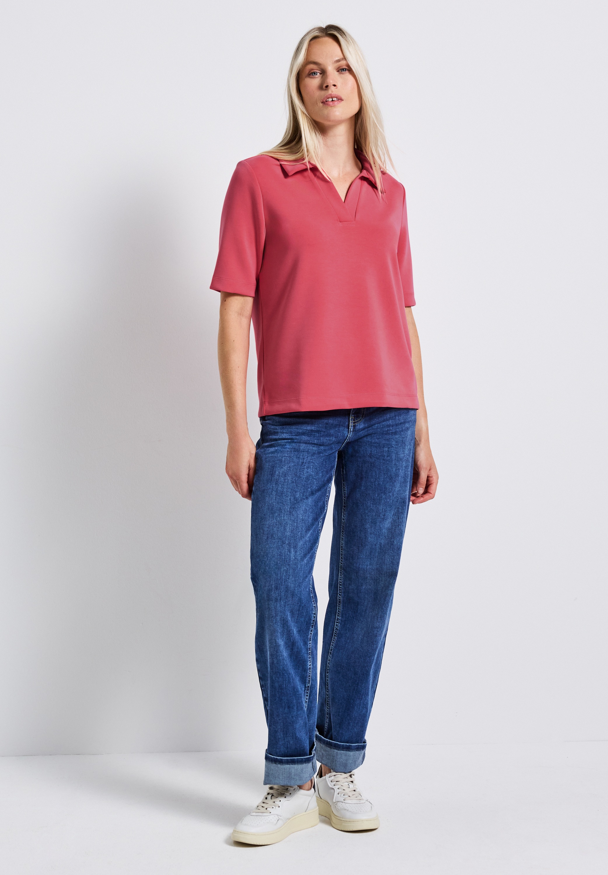 STREET ONE Poloshirt, aus softem Materialmix