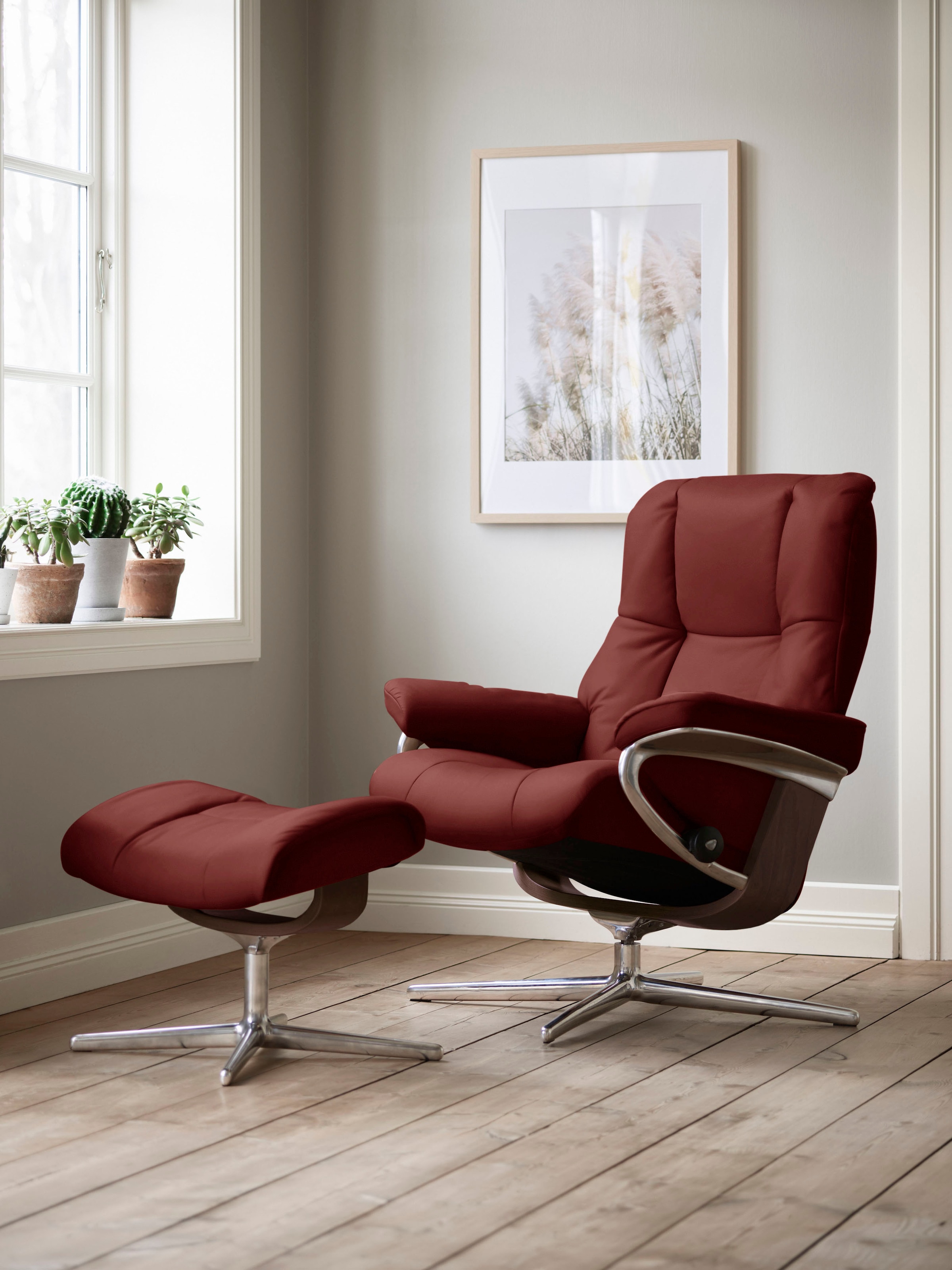 Stressless Fußhocker "Mayfair", mit Cross Base, Größe S, M & L, Holzakzent Braun