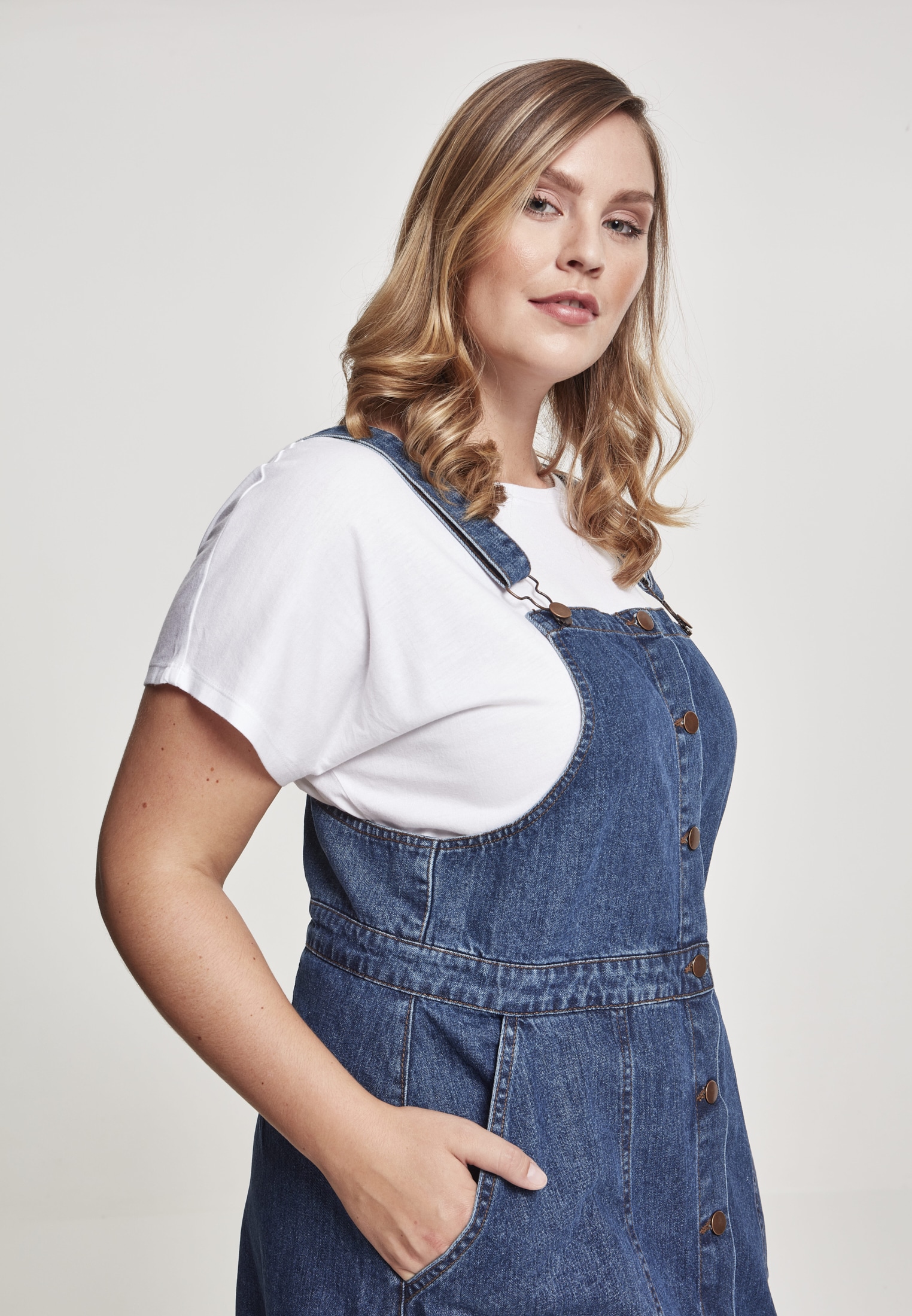 URBAN CLASSICS Latzrock »Damen Ladies Denim Dungarees Dress« (1 tlg.) NH9371