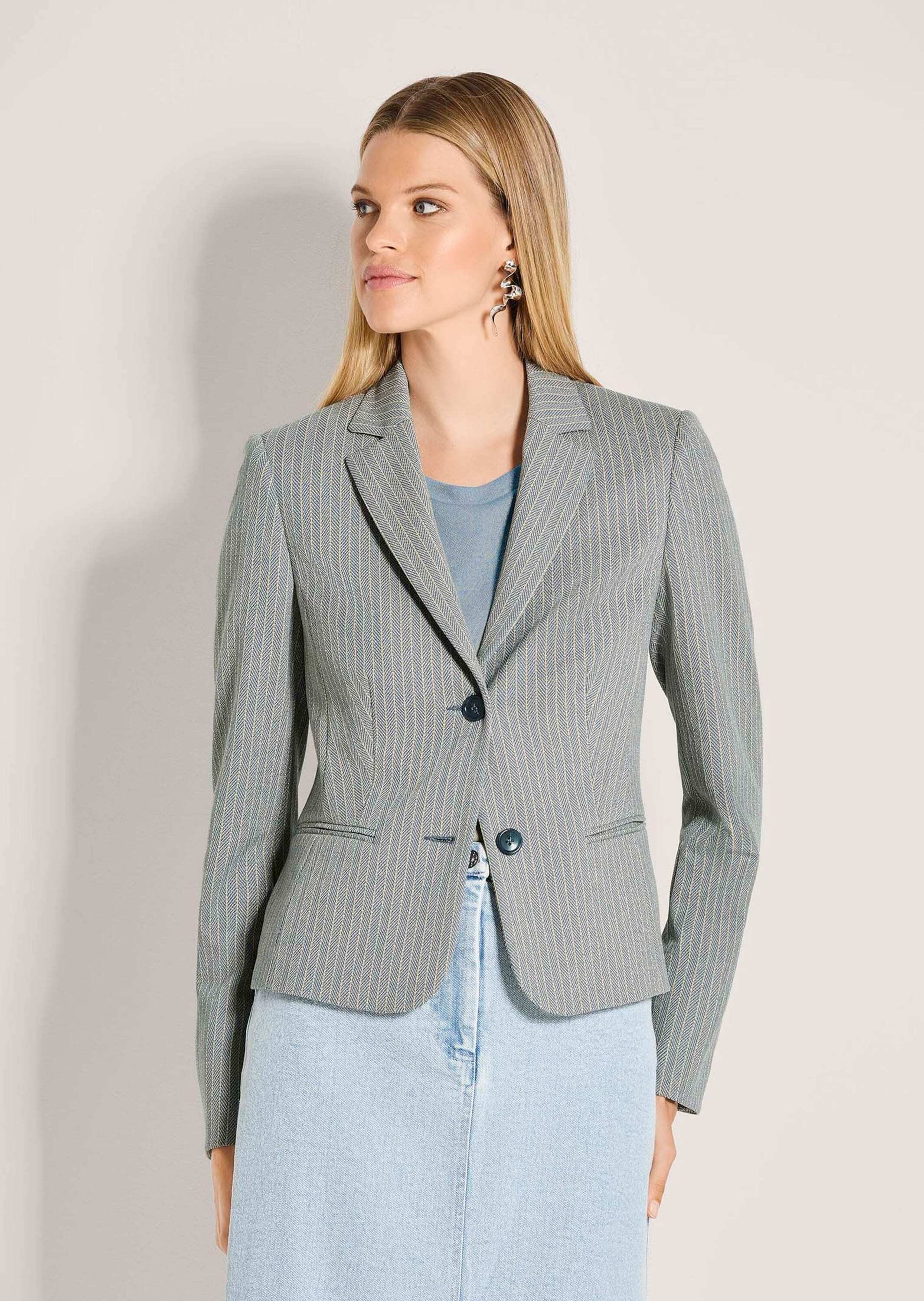 MADELEINE Jackenblazer »Blazer Kurzblazer mit Nadelstreifen« Streifenblazer mit Glanzefekt