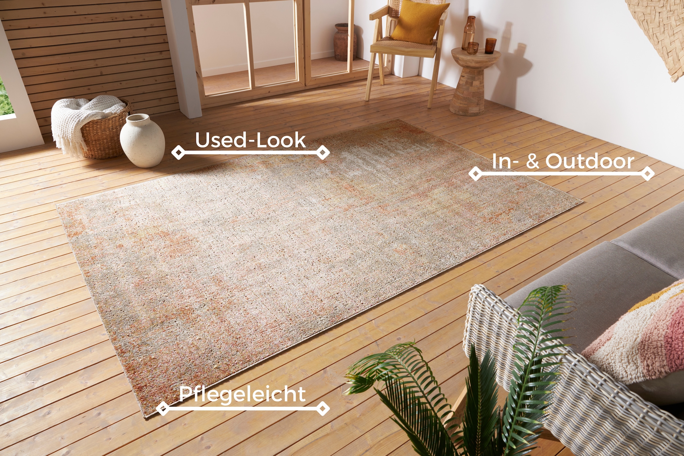 NORTHRUGS Teppich »Gizeh«, rechteckig, 3 mm Höhe, In-& Outdoor, Läufer, Wetterfest, Balkon, Wohnzimmer, Orient