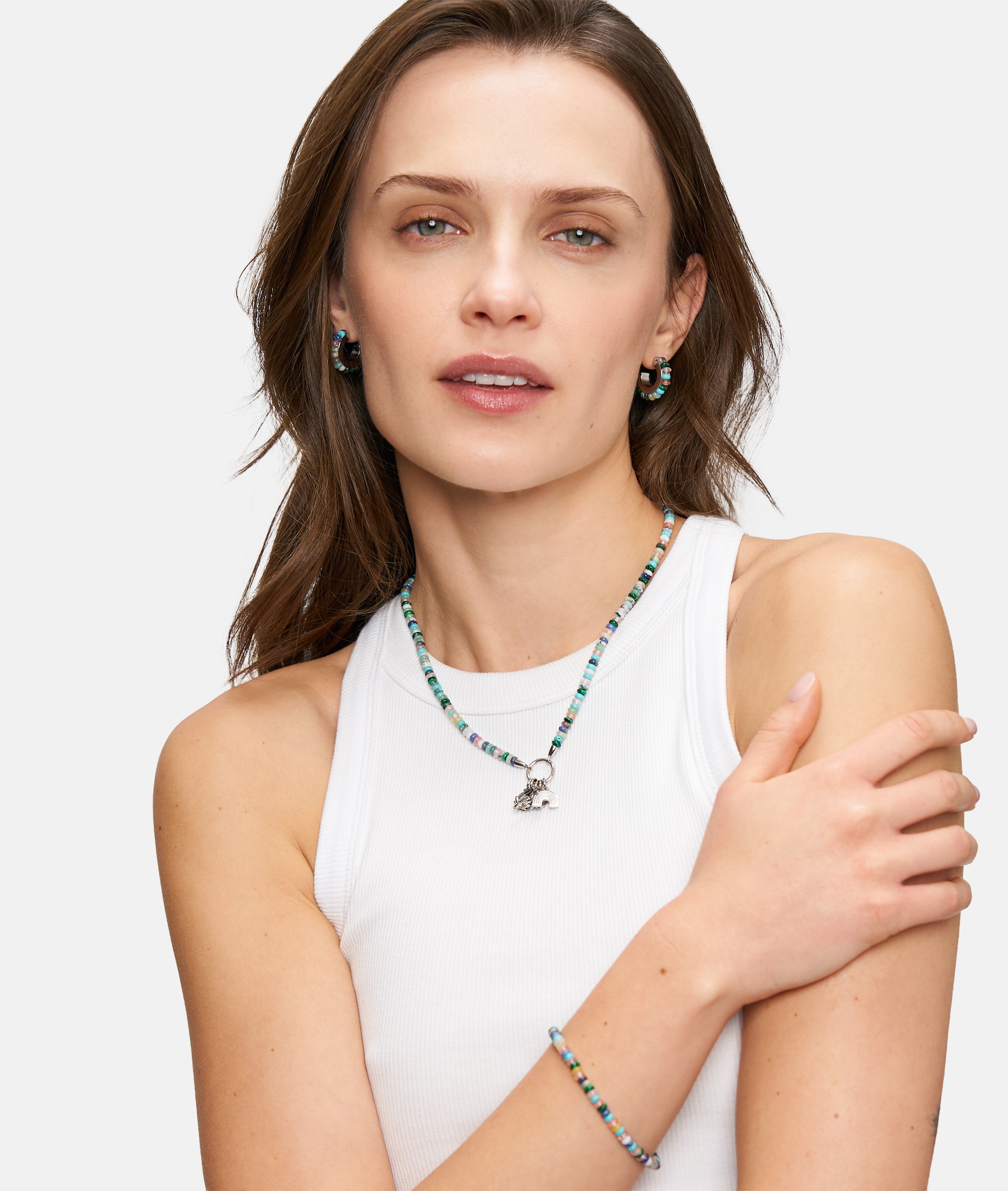 Tamaris Charm-Kette »Schmuck Geschenk Edelstahl Halskette All About Beads«, mit Naturstein