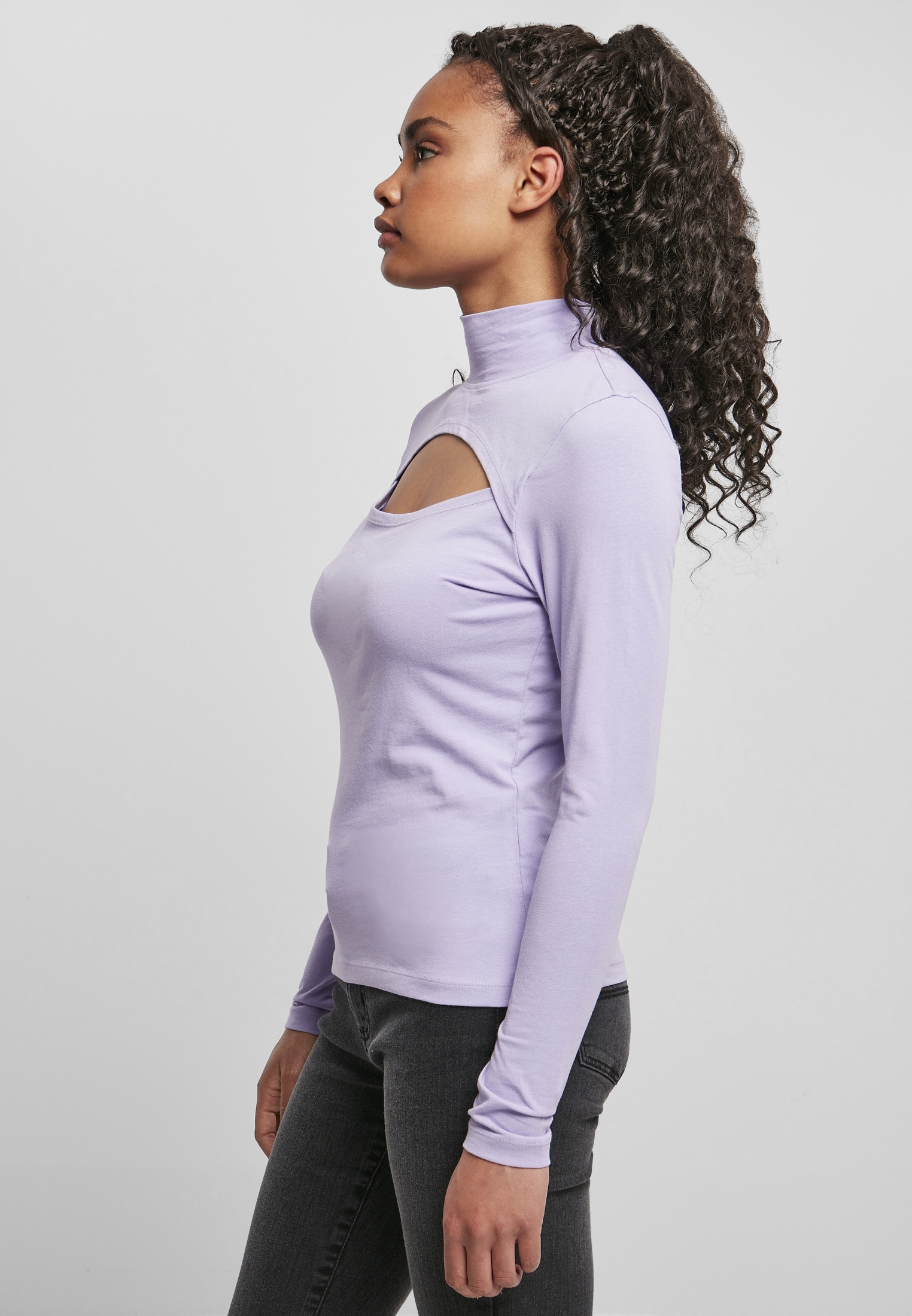 URBAN CLASSICS Langarmshirt »Damen Ladies Cut-Out Turtleneck Longsleeve«, (1  tlg.) für kaufen | BAUR | Carmenshirts